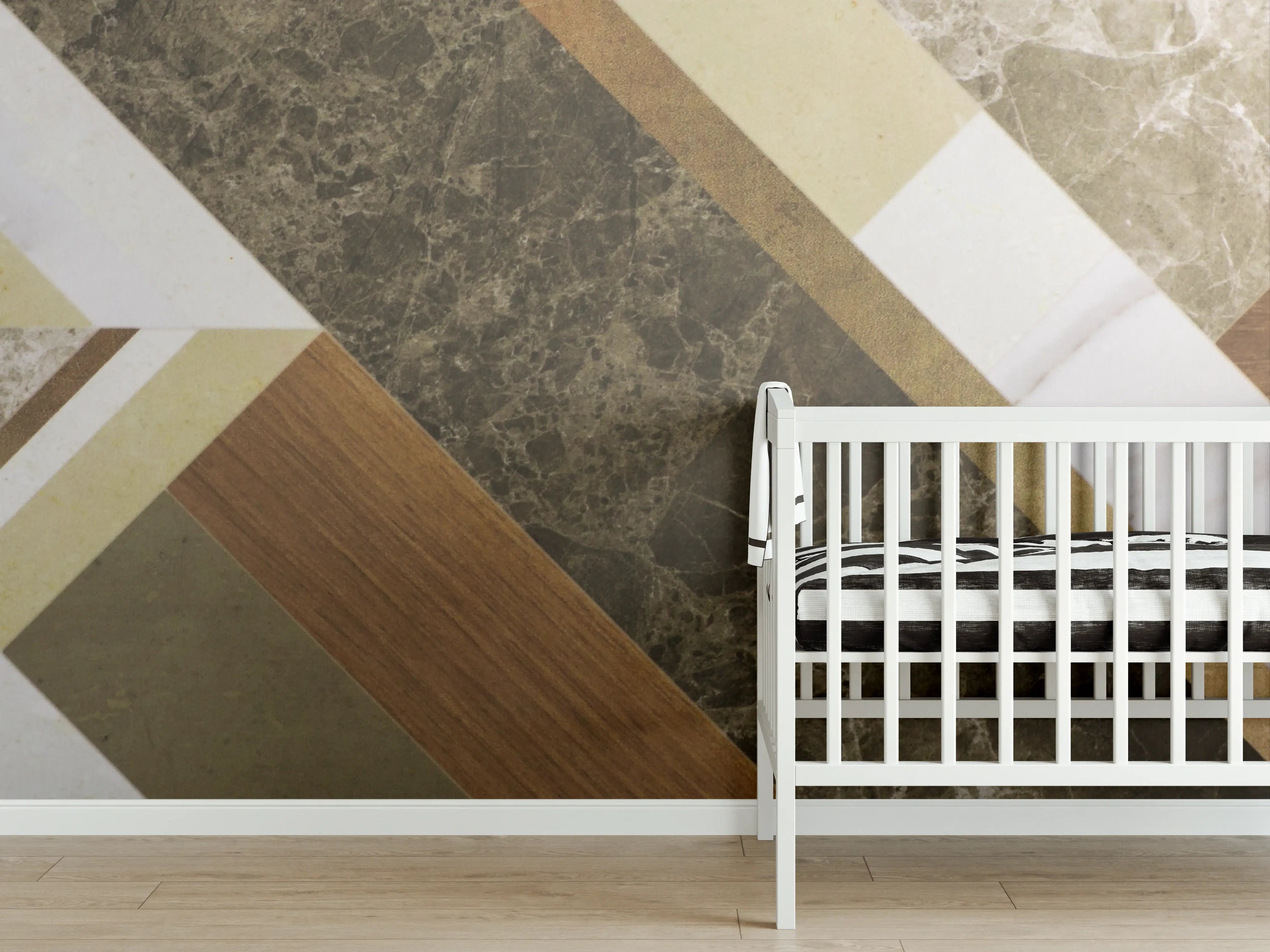 Babyzimmer Wandgestaltung - Moderne Geometrie mit natürlichen Erdtönen