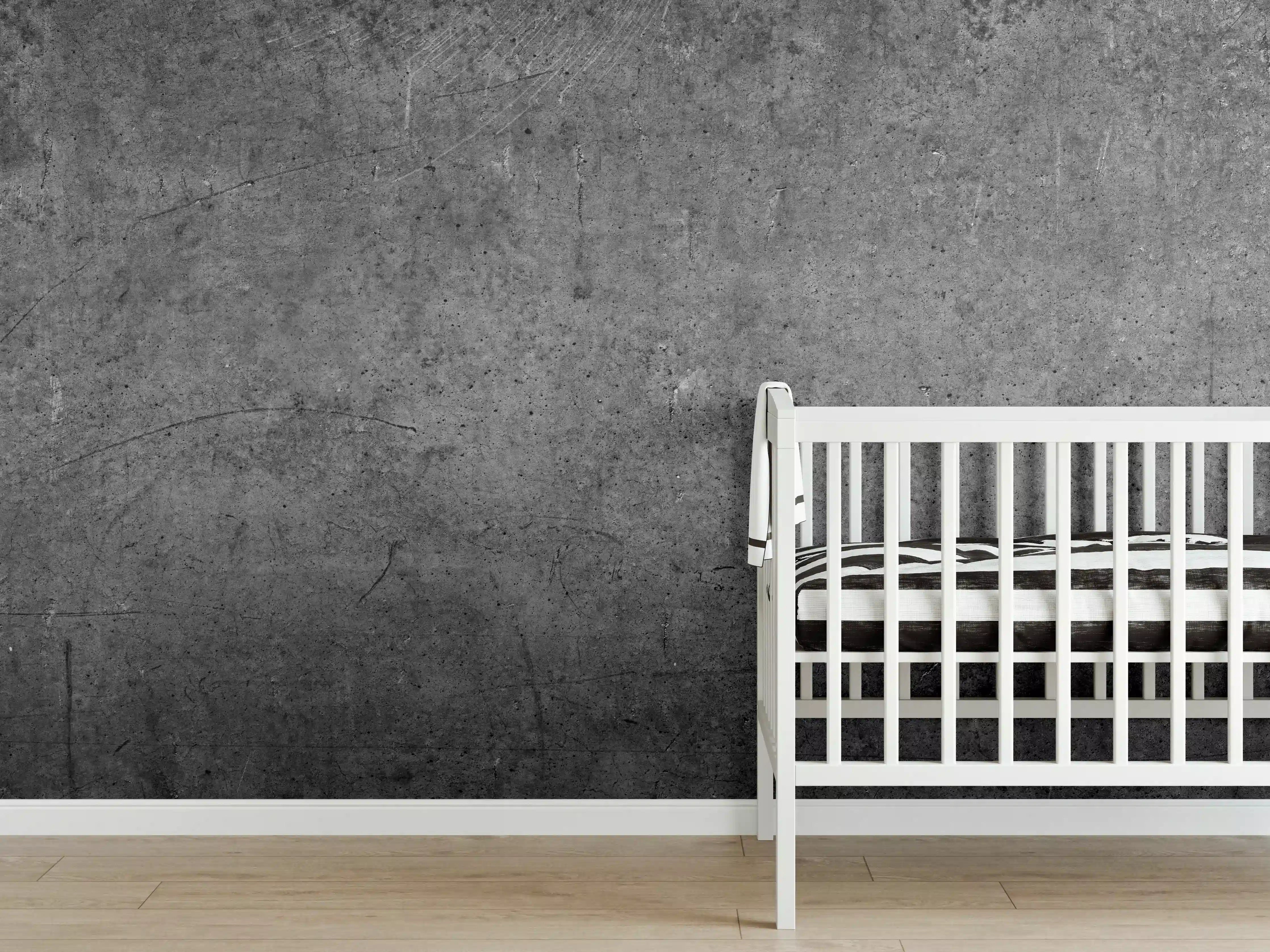 Babyzimmer Wandgestaltung - Moderne Grau-Schwarze Betonoptik