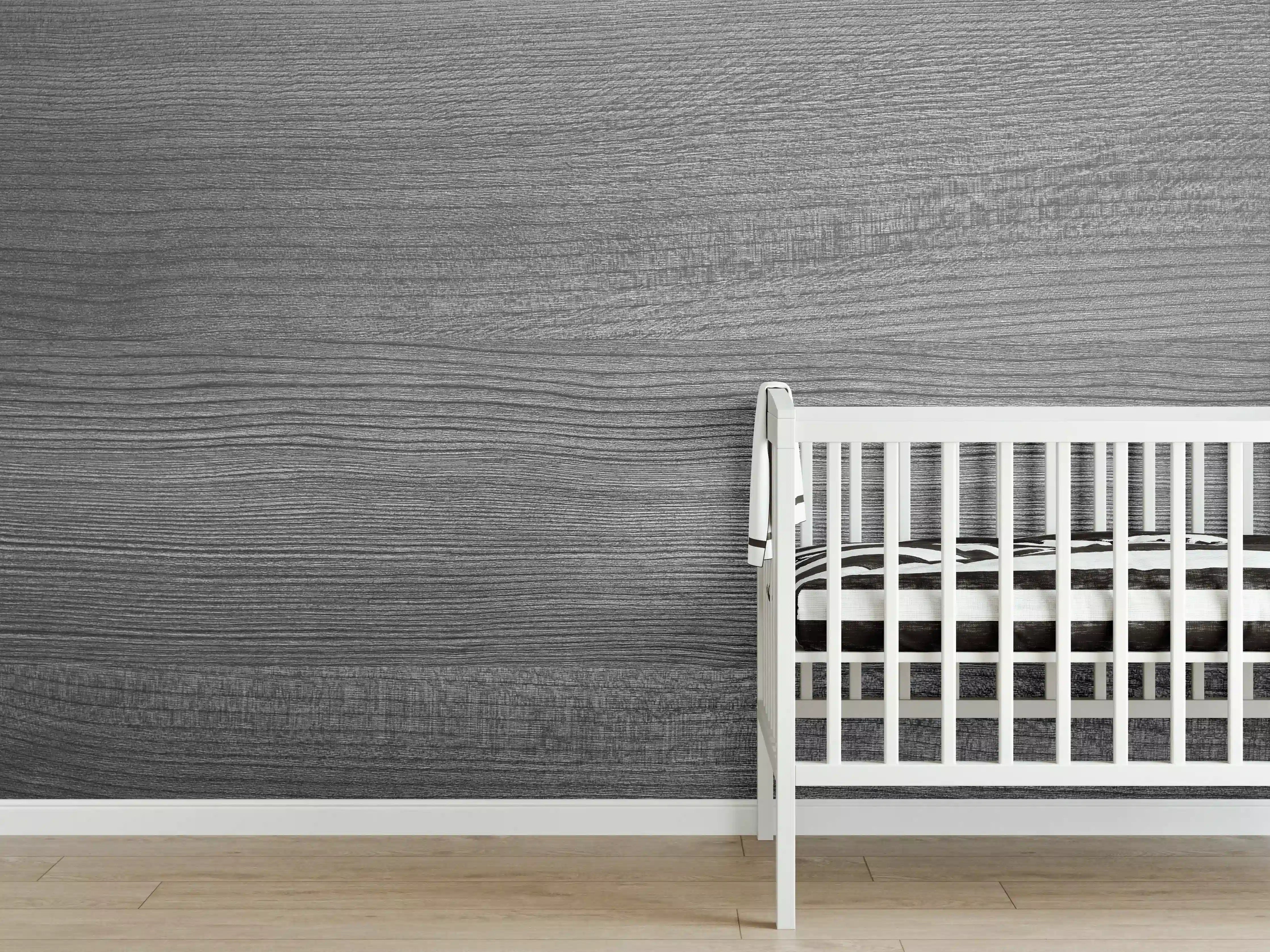 Babyzimmer Wandgestaltung - Moderne Graue Holztextur