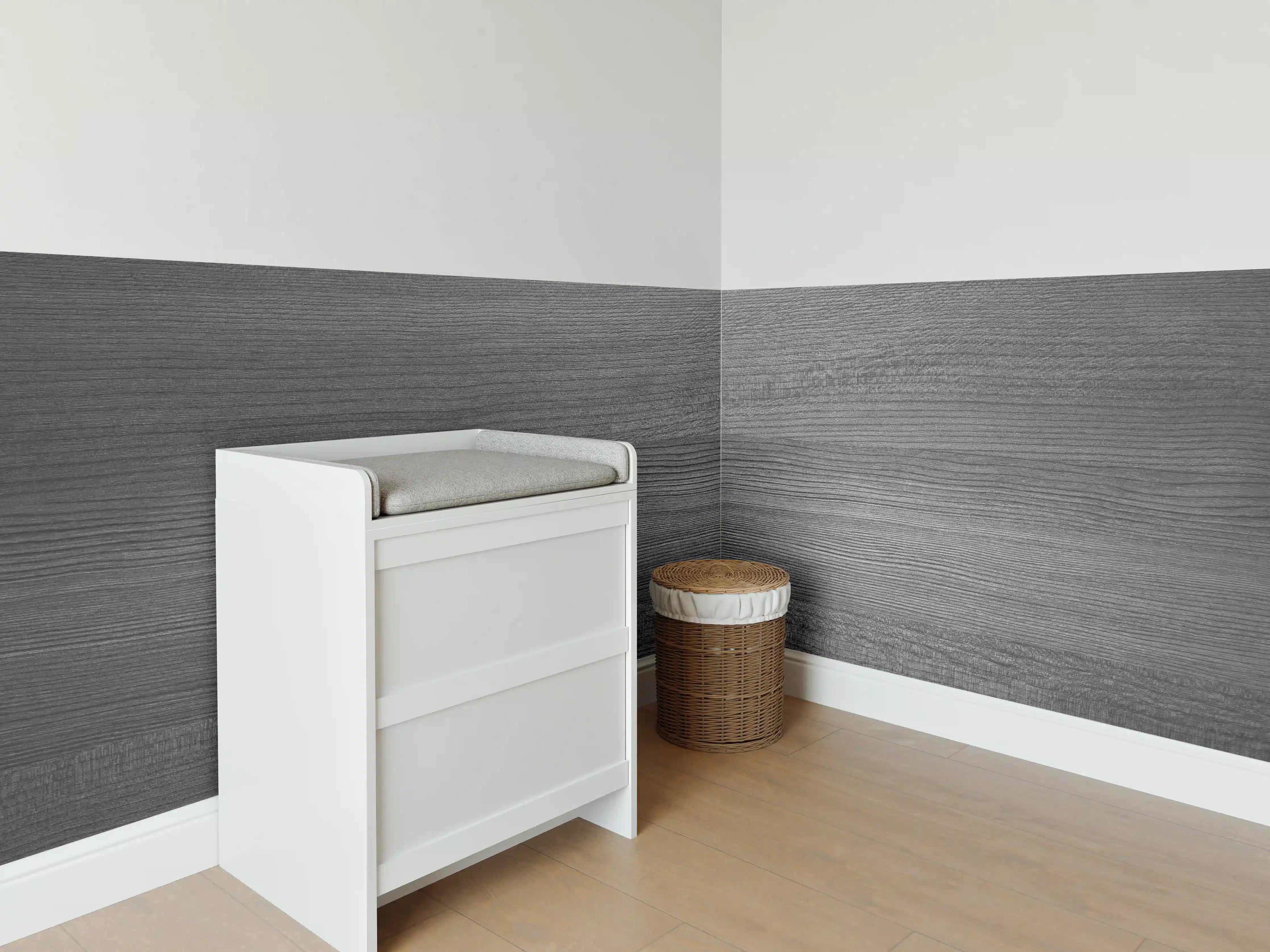 Babyzimmer Wandgestaltung - Moderne Graue Holztextur