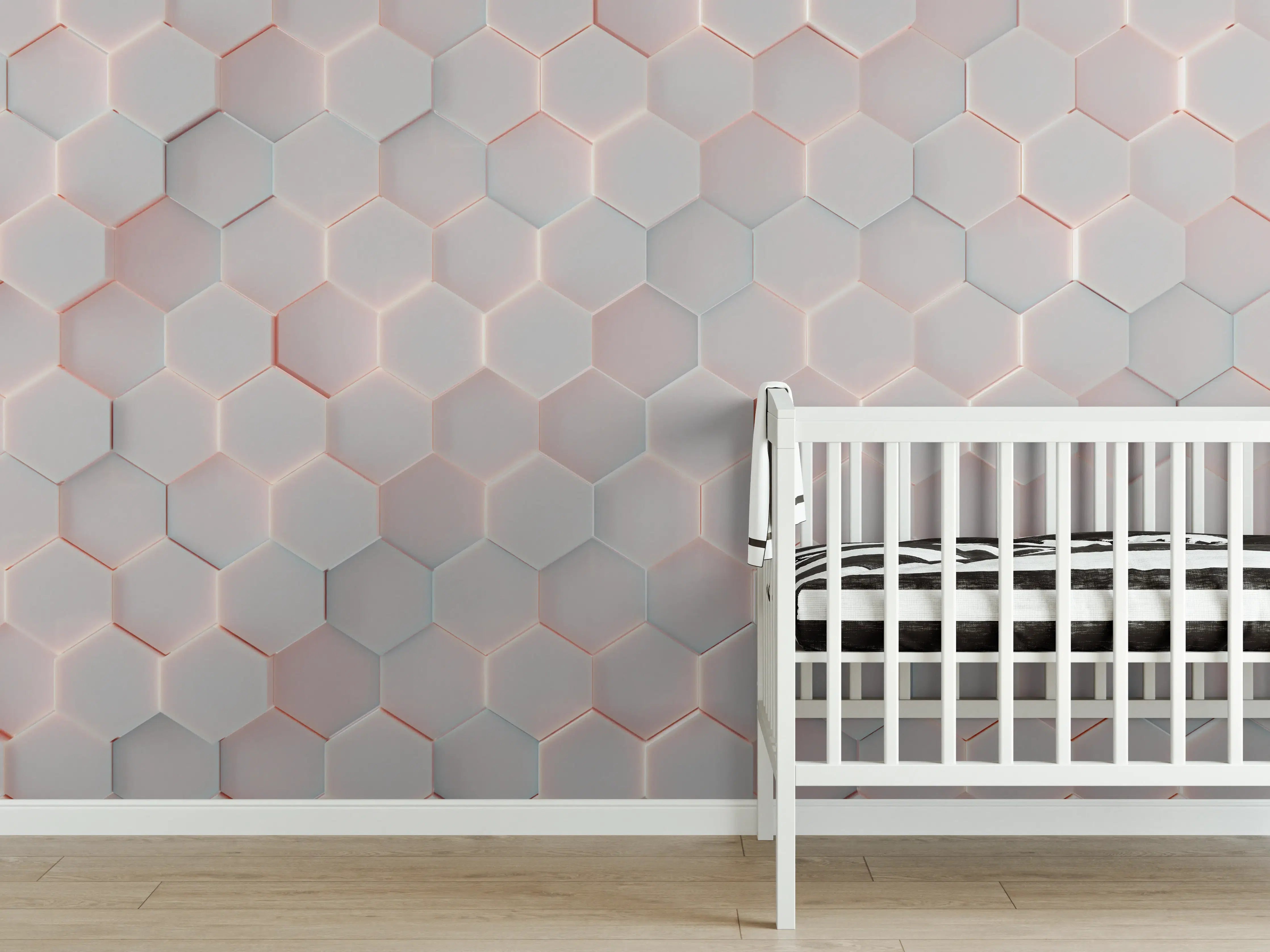 Babyzimmer Wandgestaltung - Moderne Hexagon Wandgestaltung