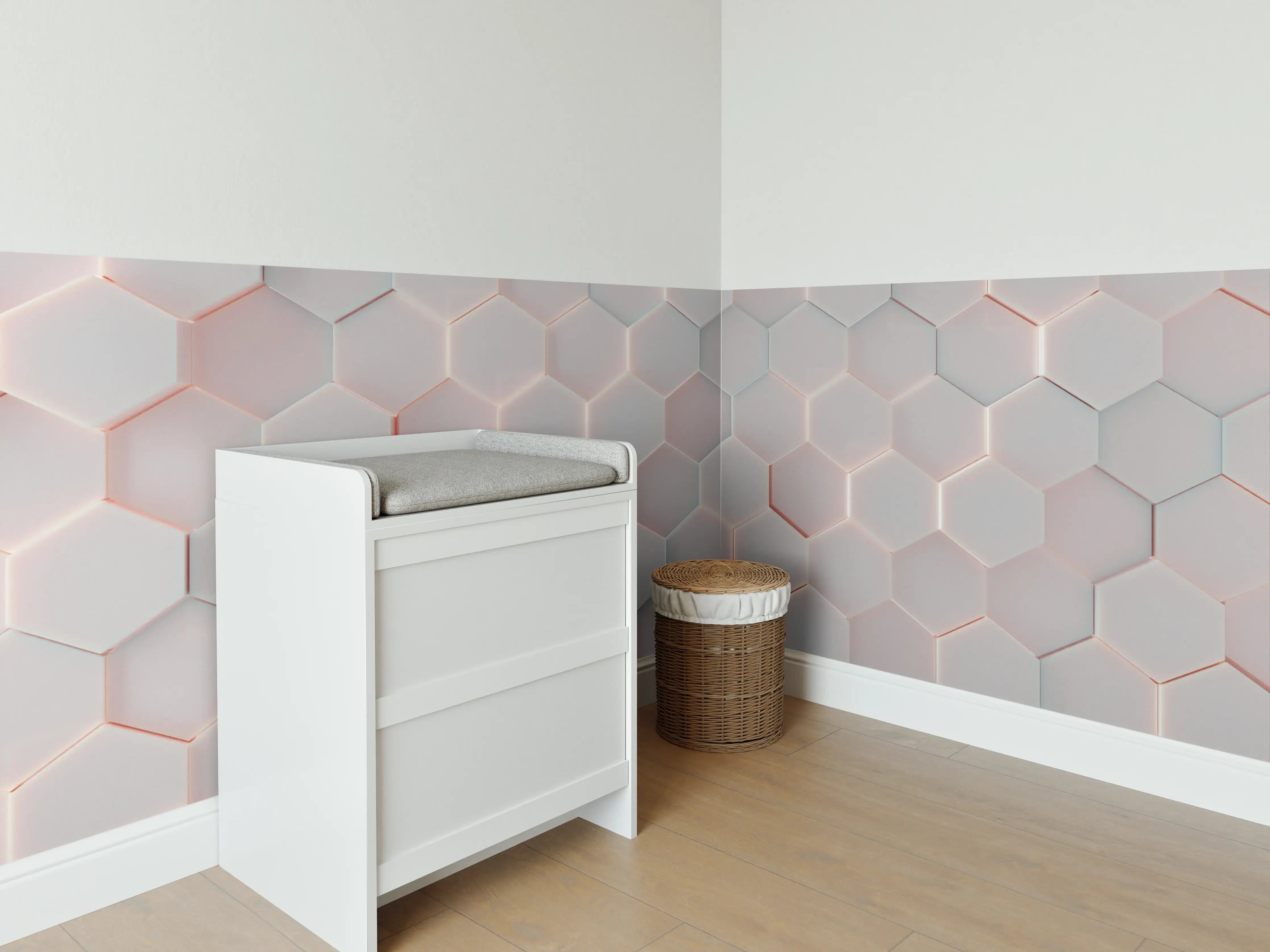 Babyzimmer Wandgestaltung - Moderne Hexagon Wandgestaltung