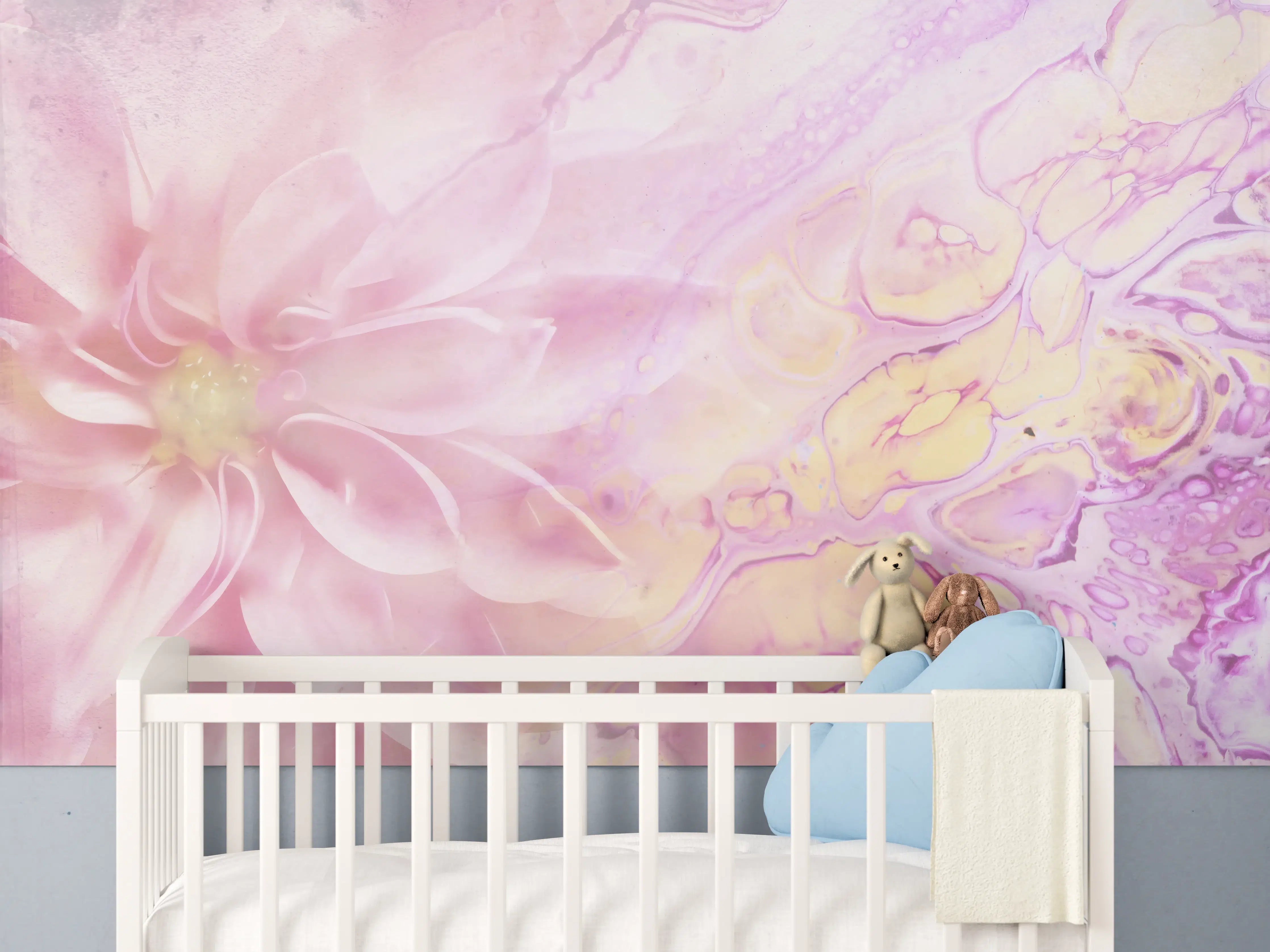 Babyzimmer Wandgestaltung - Moderne Kunst - Floral