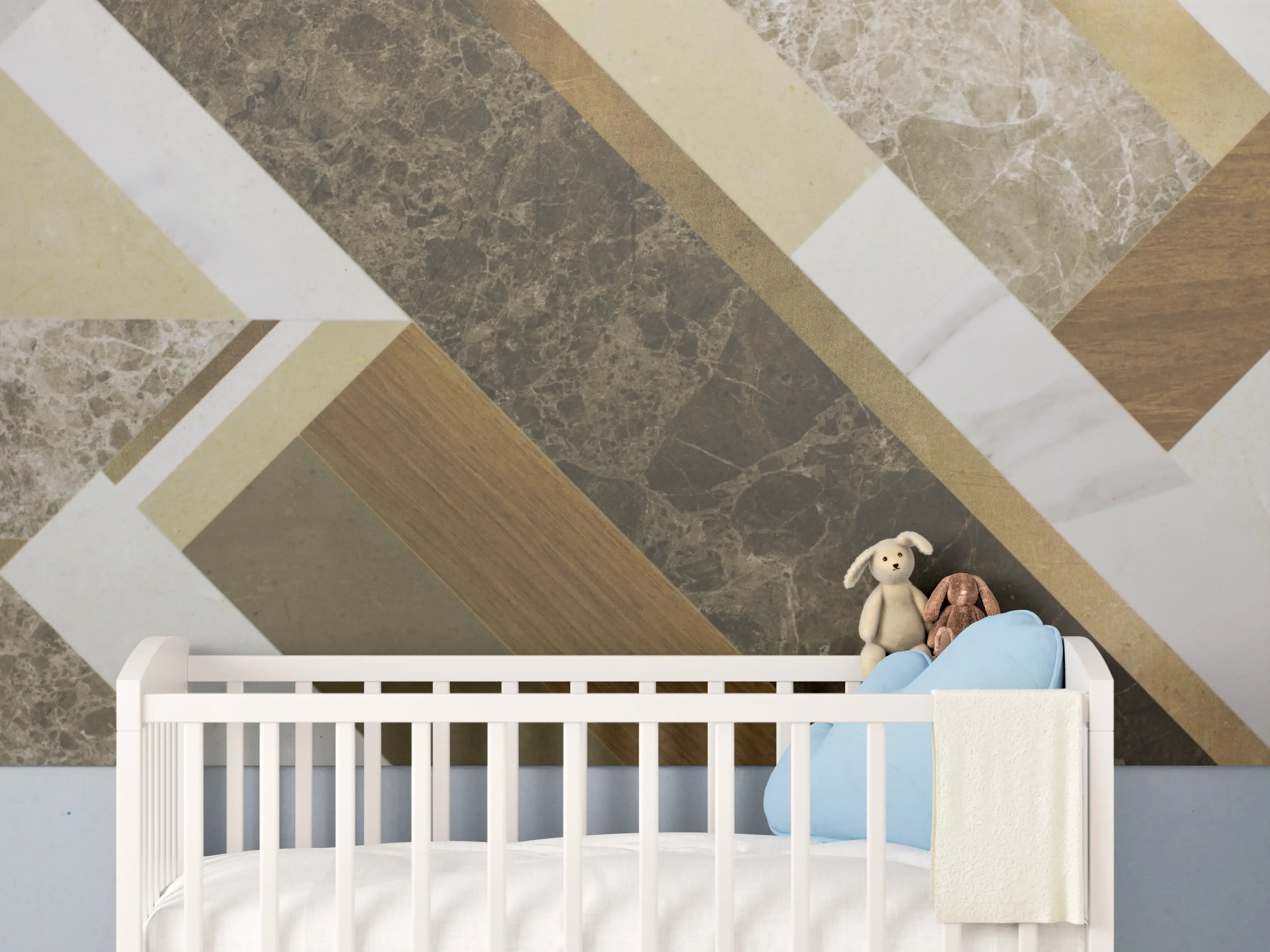Babyzimmer Wandgestaltung - Moderne Marmorfliesen im Naturstein-Look