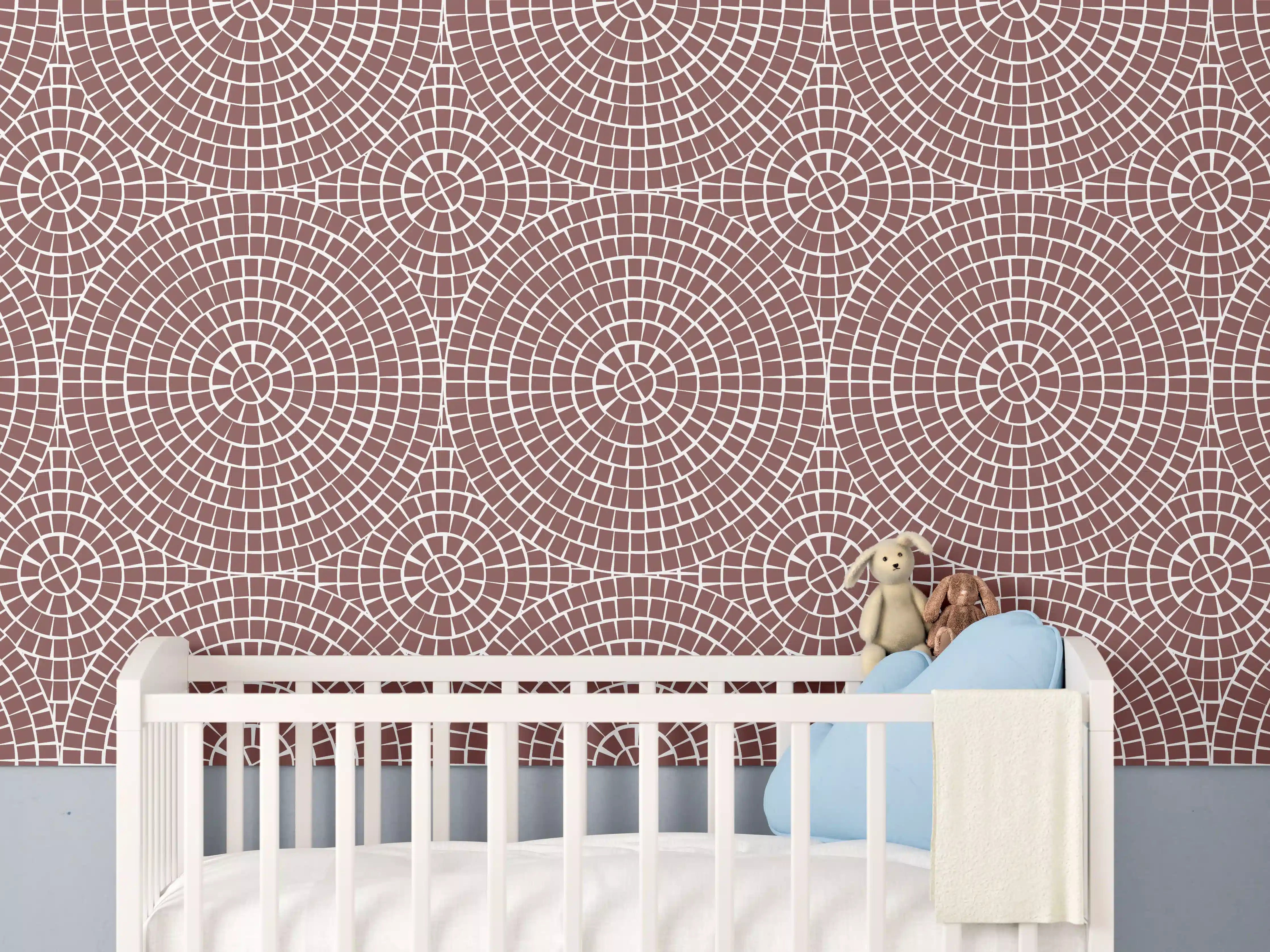 Babyzimmer Wandgestaltung - Moderne Mosaik-Muster in Braun