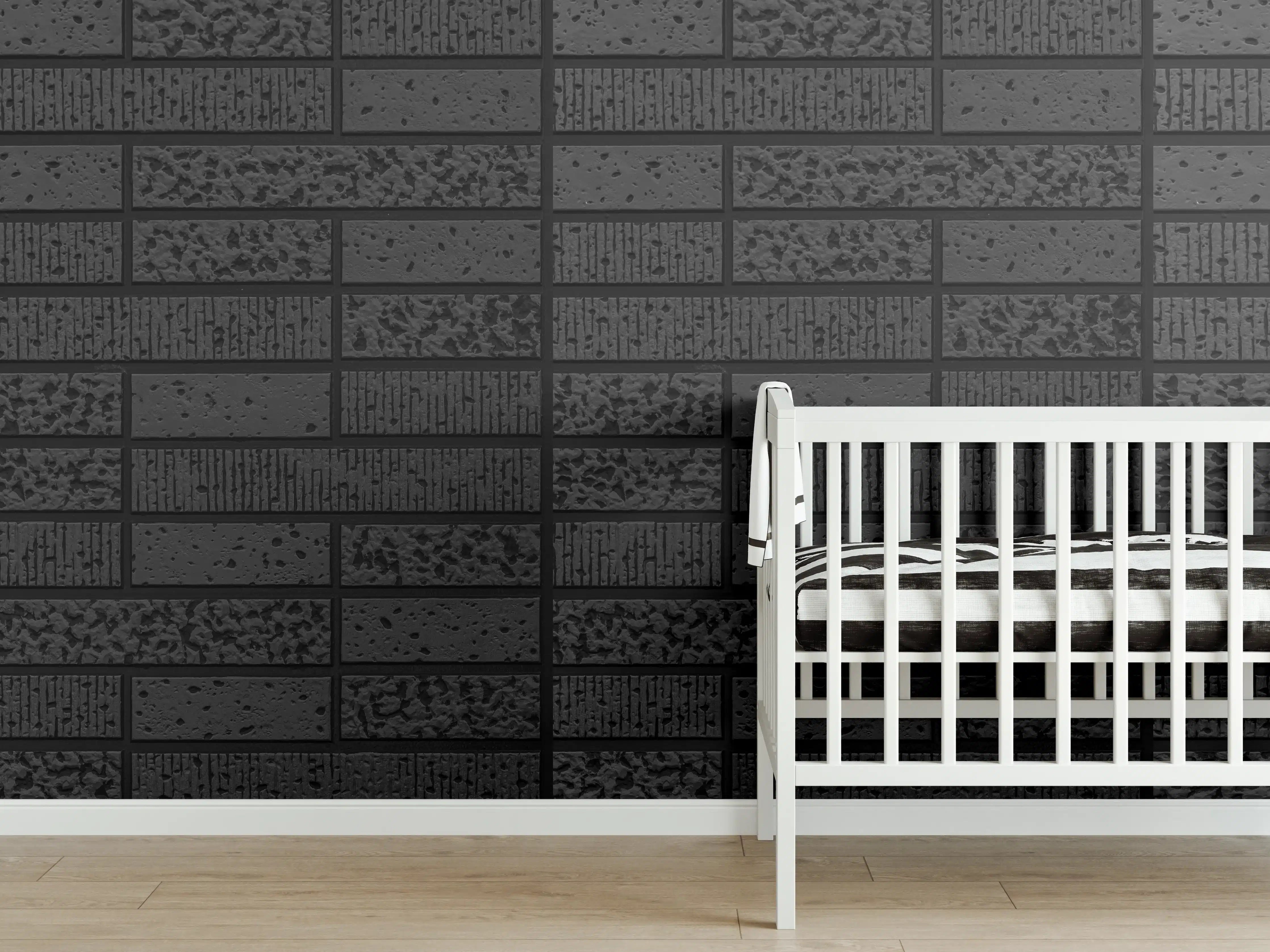 Babyzimmer Wandgestaltung - Moderne Schwarze Ziegelwand