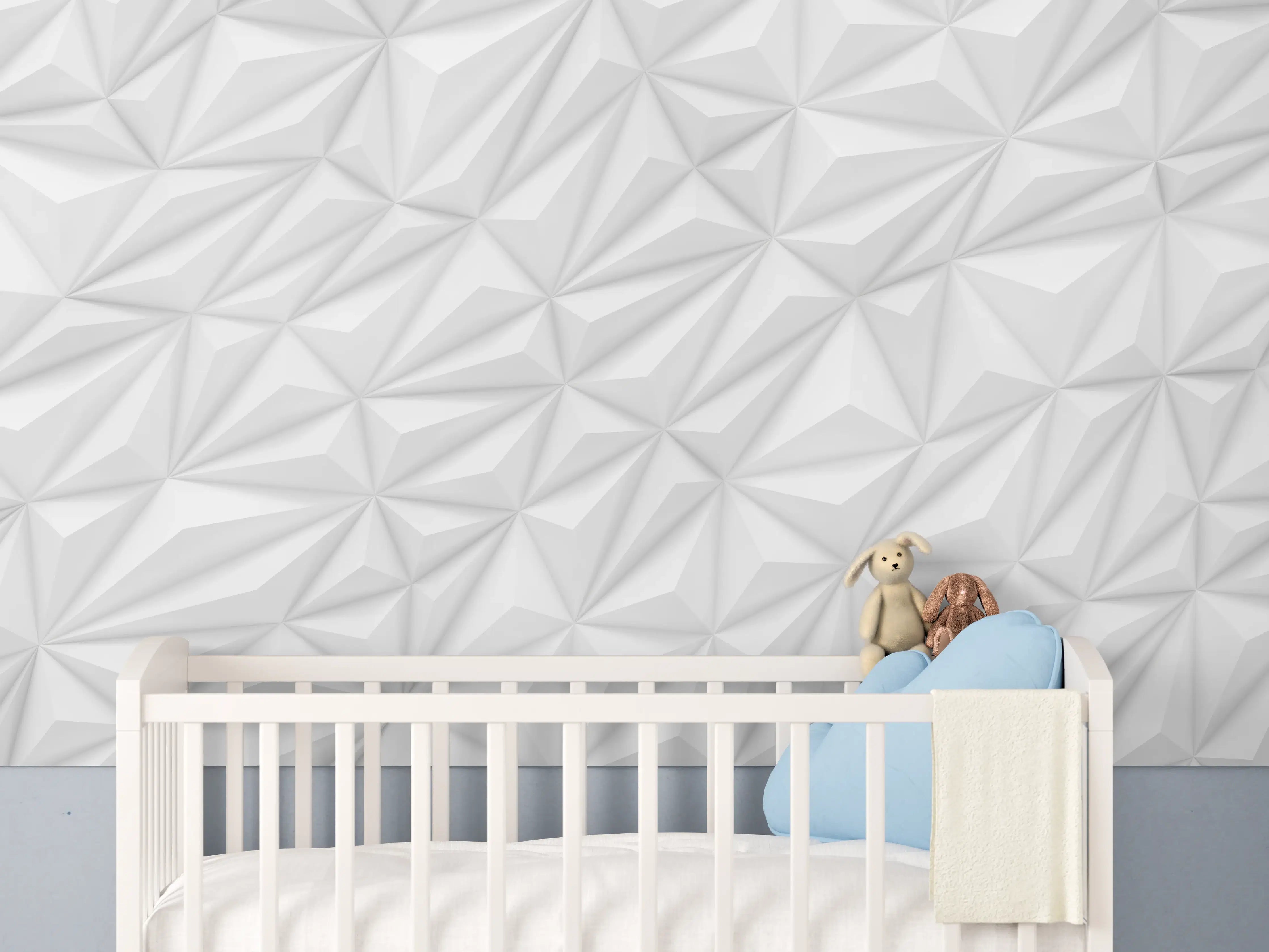 Babyzimmer Wandgestaltung - Moderne Textur - Weiß