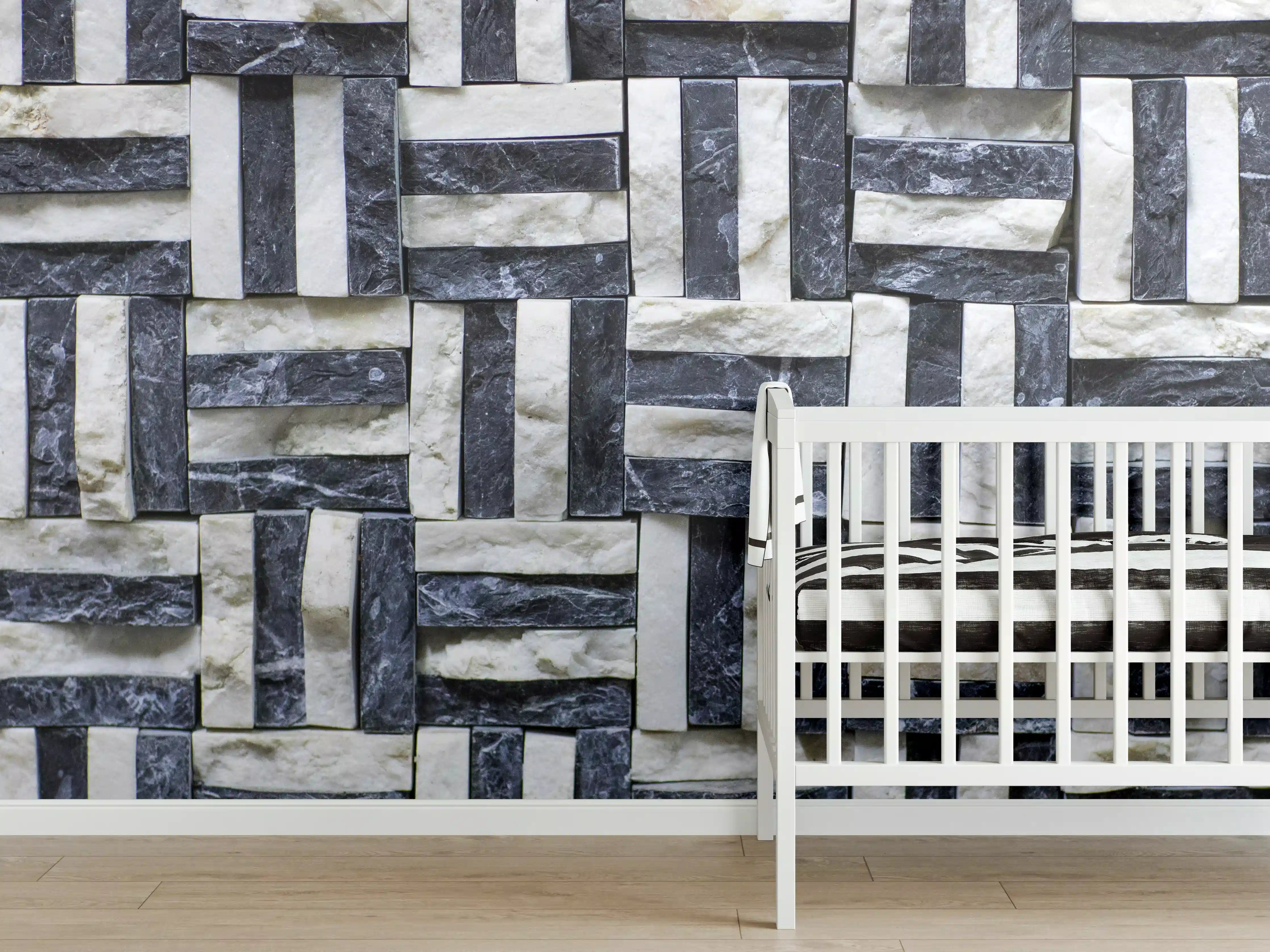 Babyzimmer Wandgestaltung - Moderne Wandverkleidung in Schieferoptik