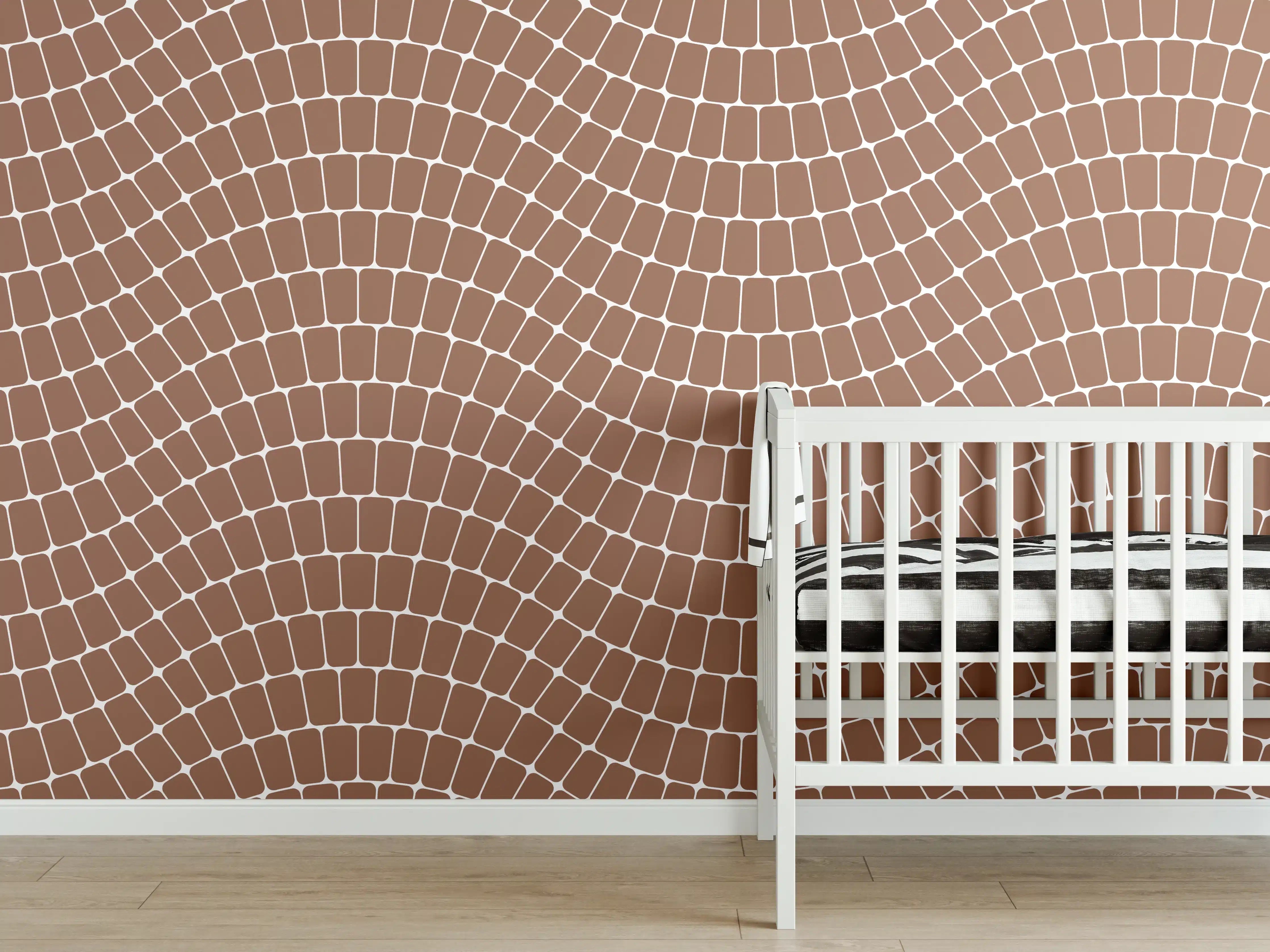 Babyzimmer Wandgestaltung - Moderne Wellenmuster in Braun