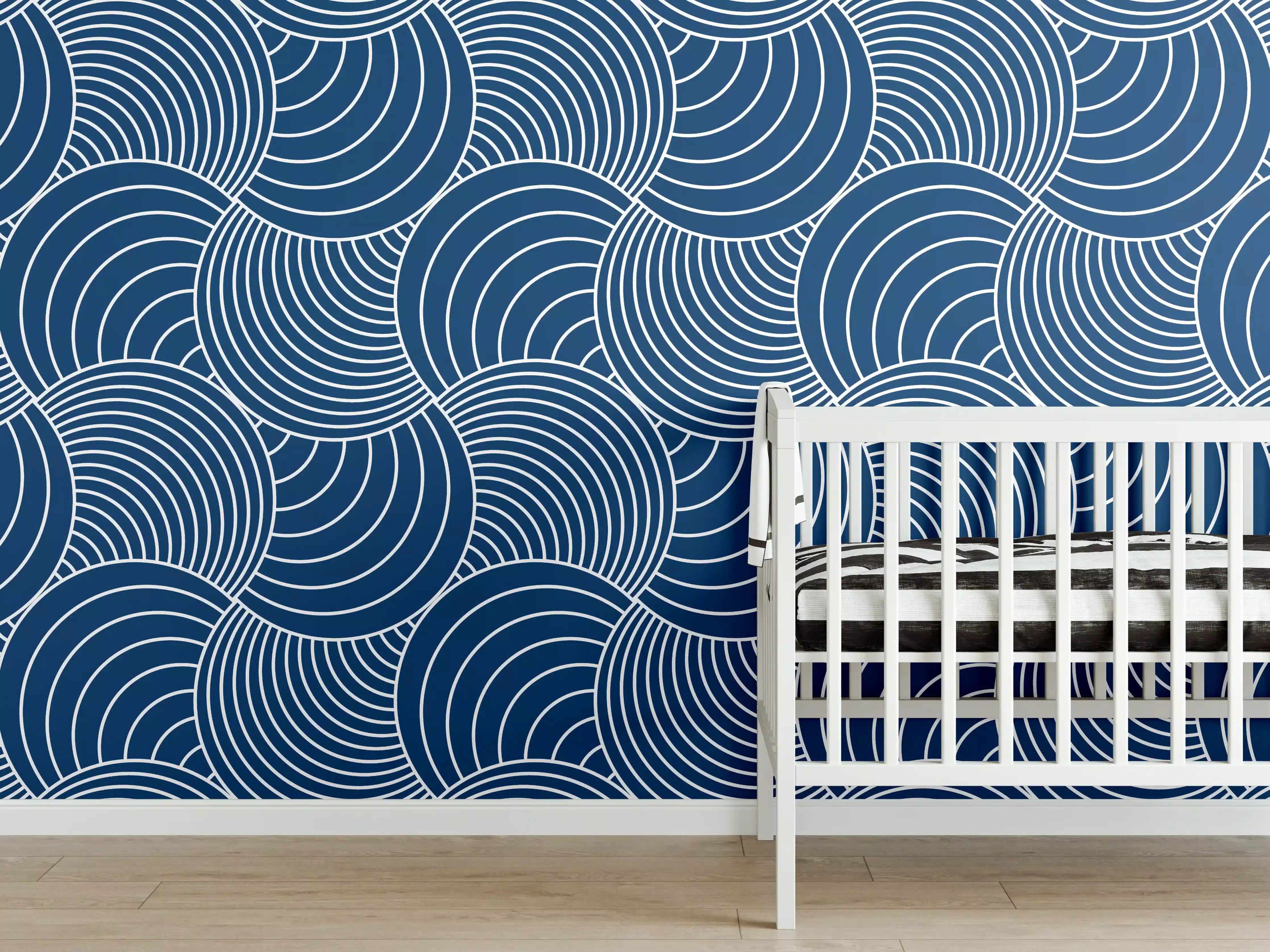 Babyzimmer Wandgestaltung - Moderne blaue Wellen