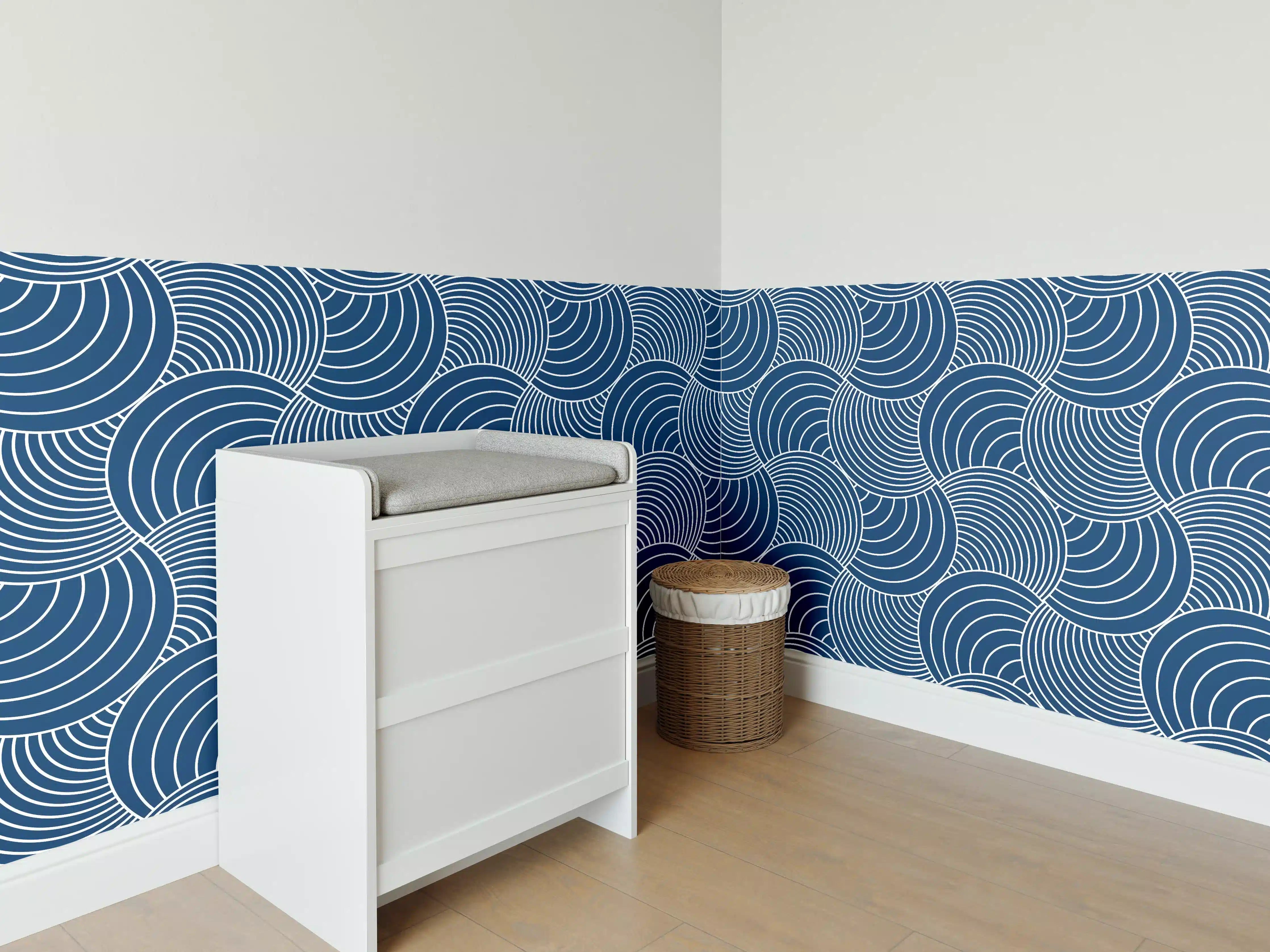 Babyzimmer Wandgestaltung - Moderne blaue Wellen