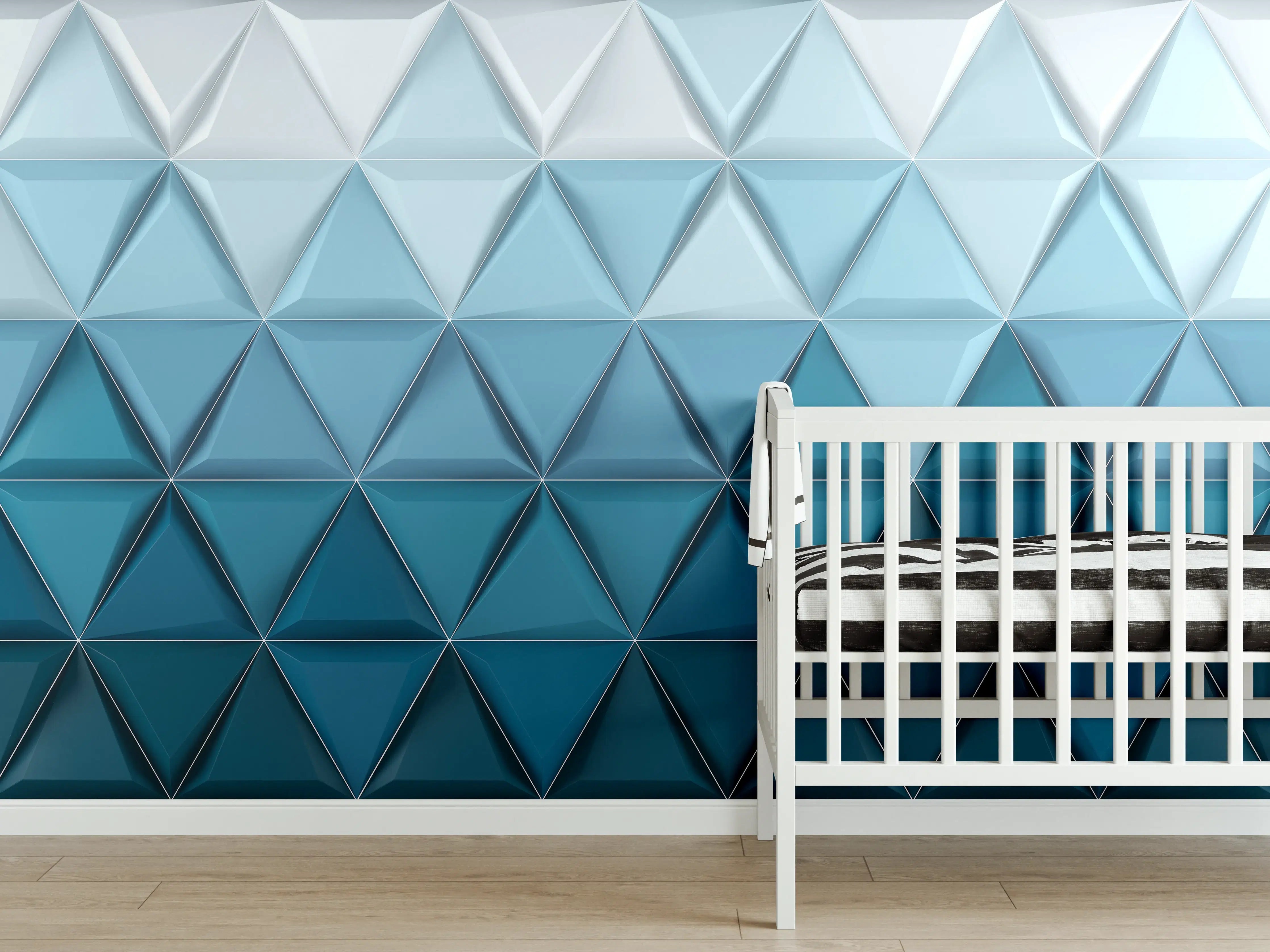 Babyzimmer Wandgestaltung - Moderne blaue geometrische Wanddekoration