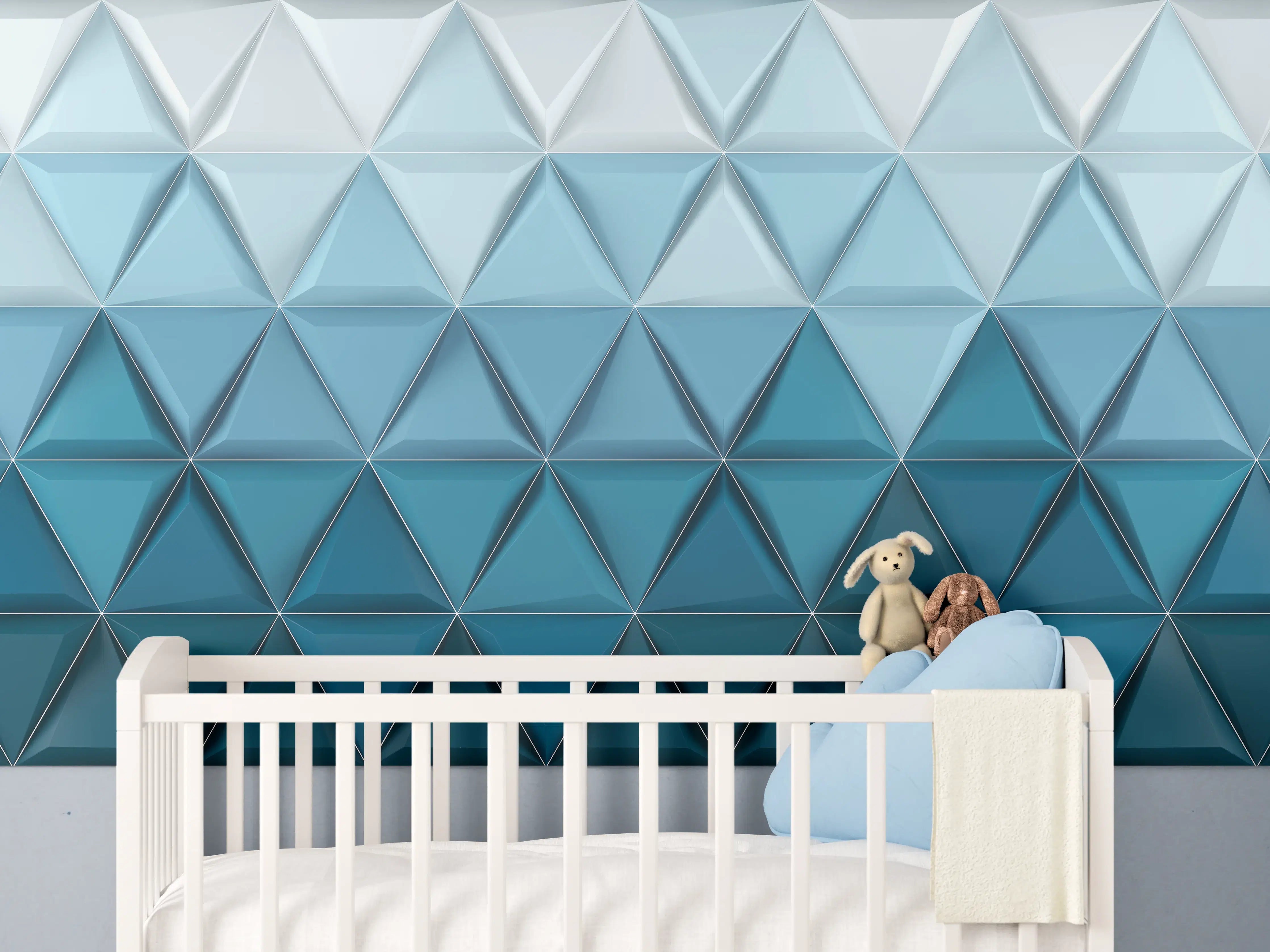 Babyzimmer Wandgestaltung - Moderne blaue geometrische Wanddekoration