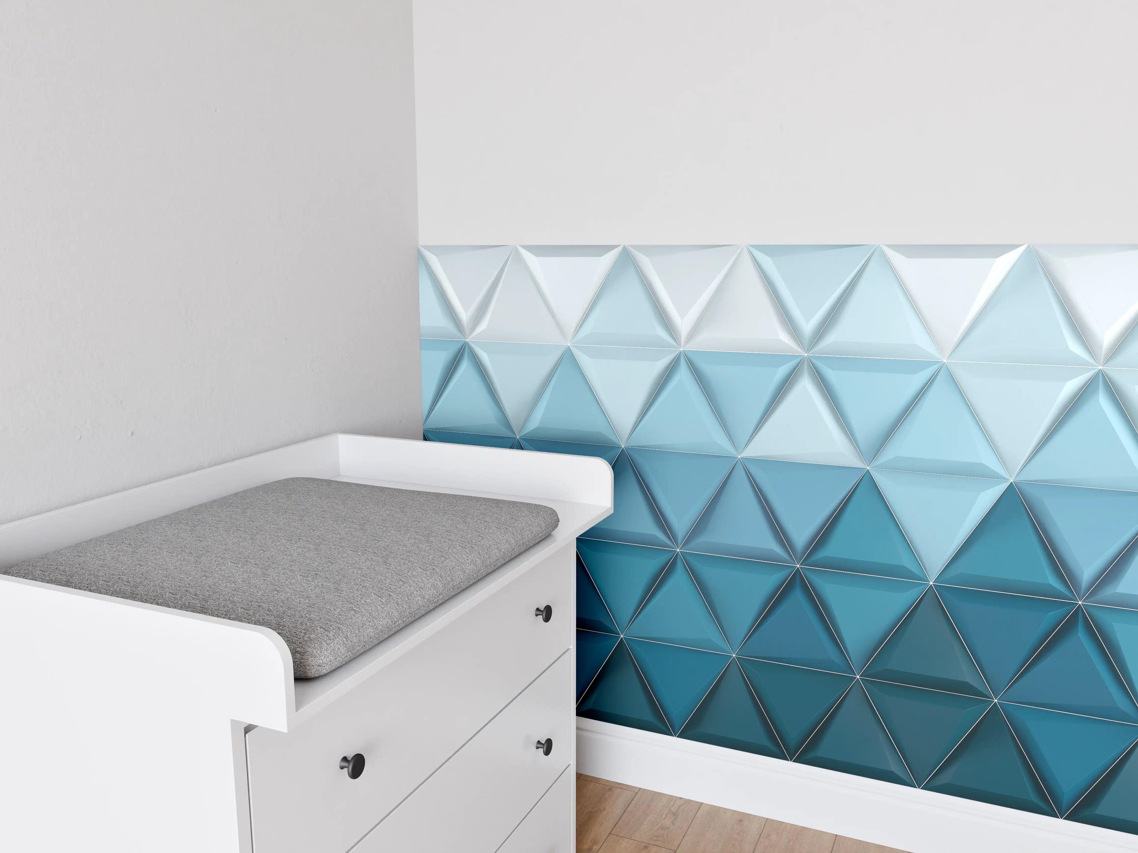 Babyzimmer Wandgestaltung - Moderne blaue geometrische Wanddekoration