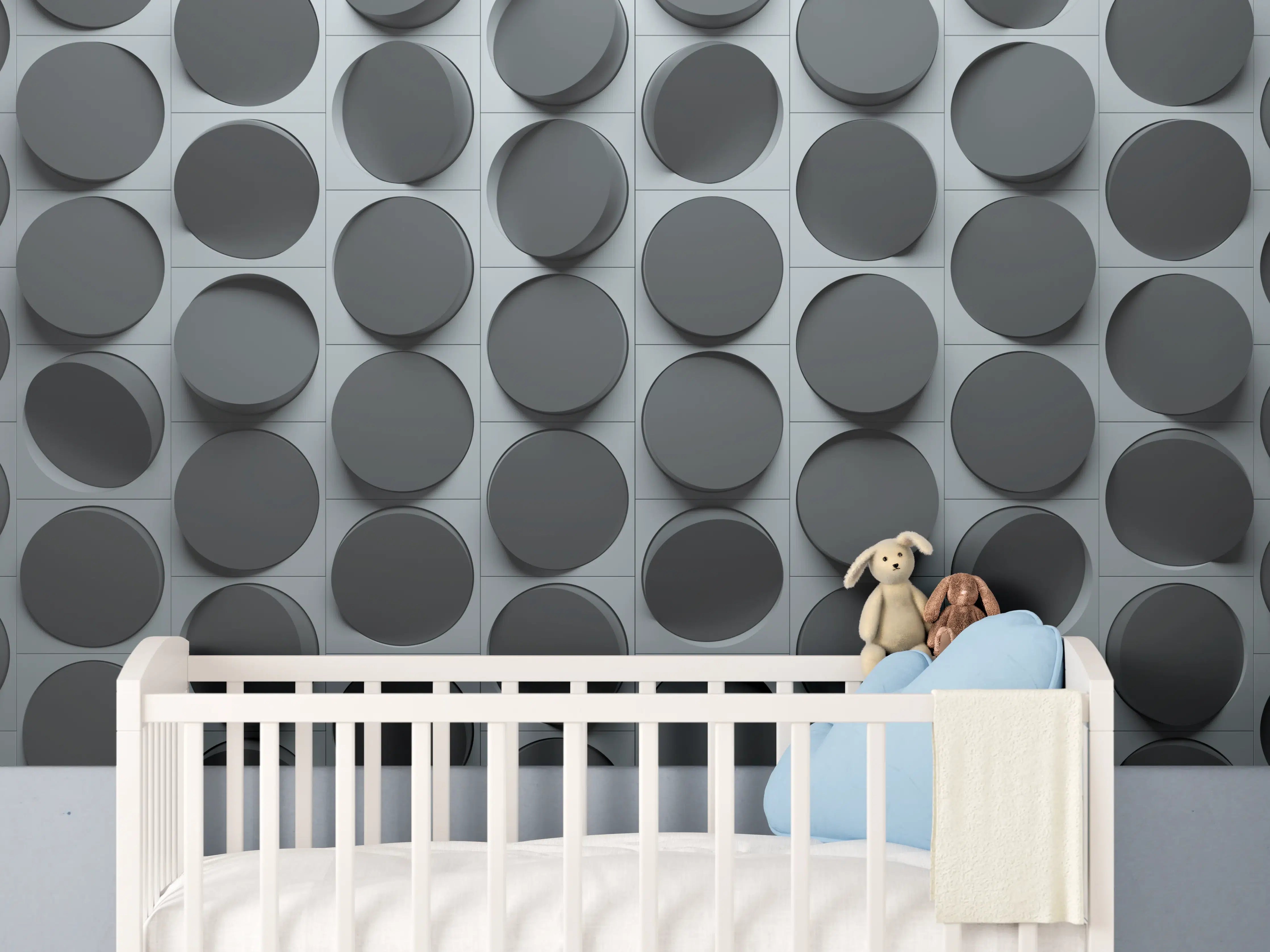 Babyzimmer Wandgestaltung - Moderne dunkle Ziegelwand mit strukturiertem Muster