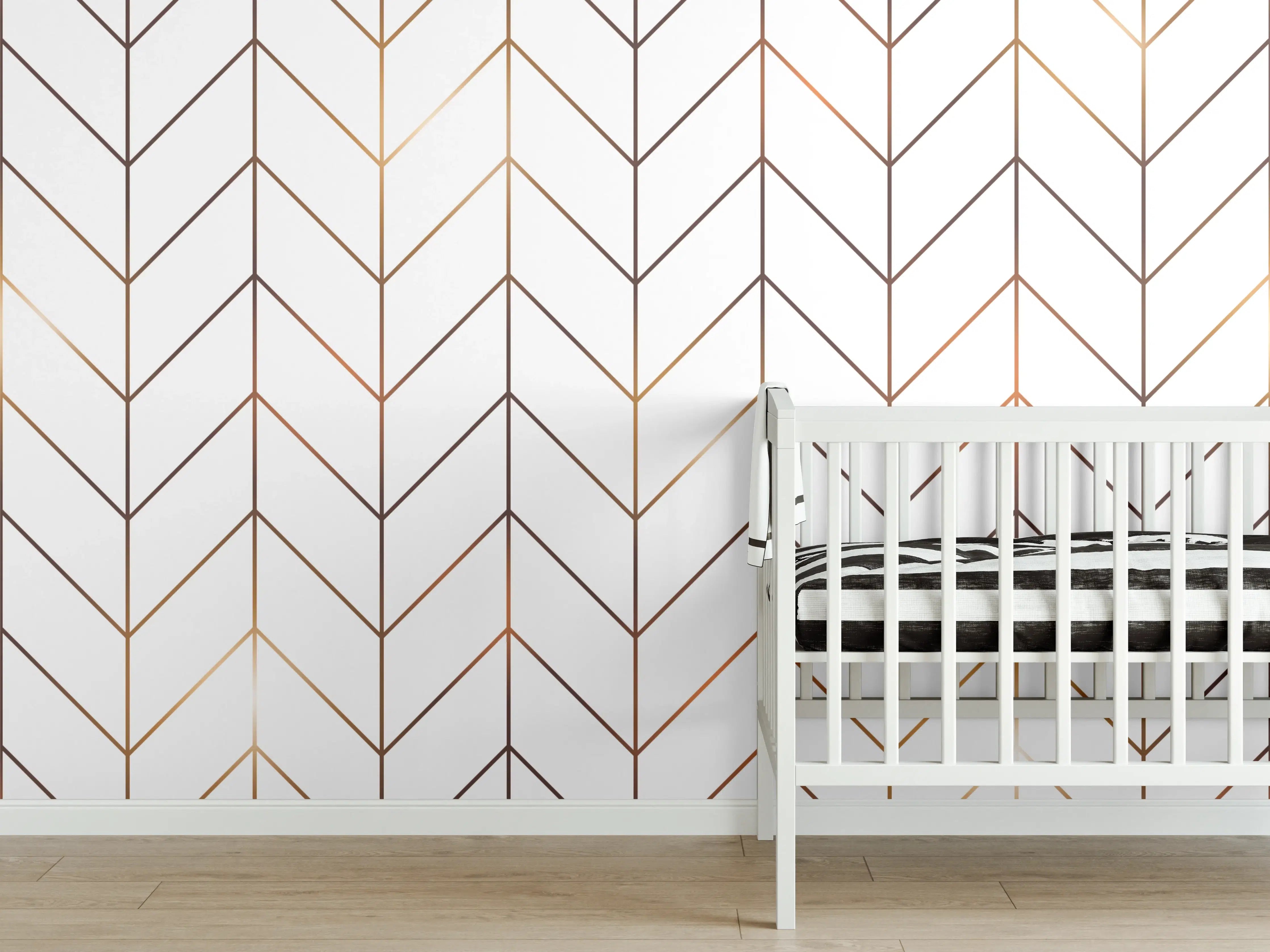 Babyzimmer Wandgestaltung - Modernes Gold-Schwarz Muster