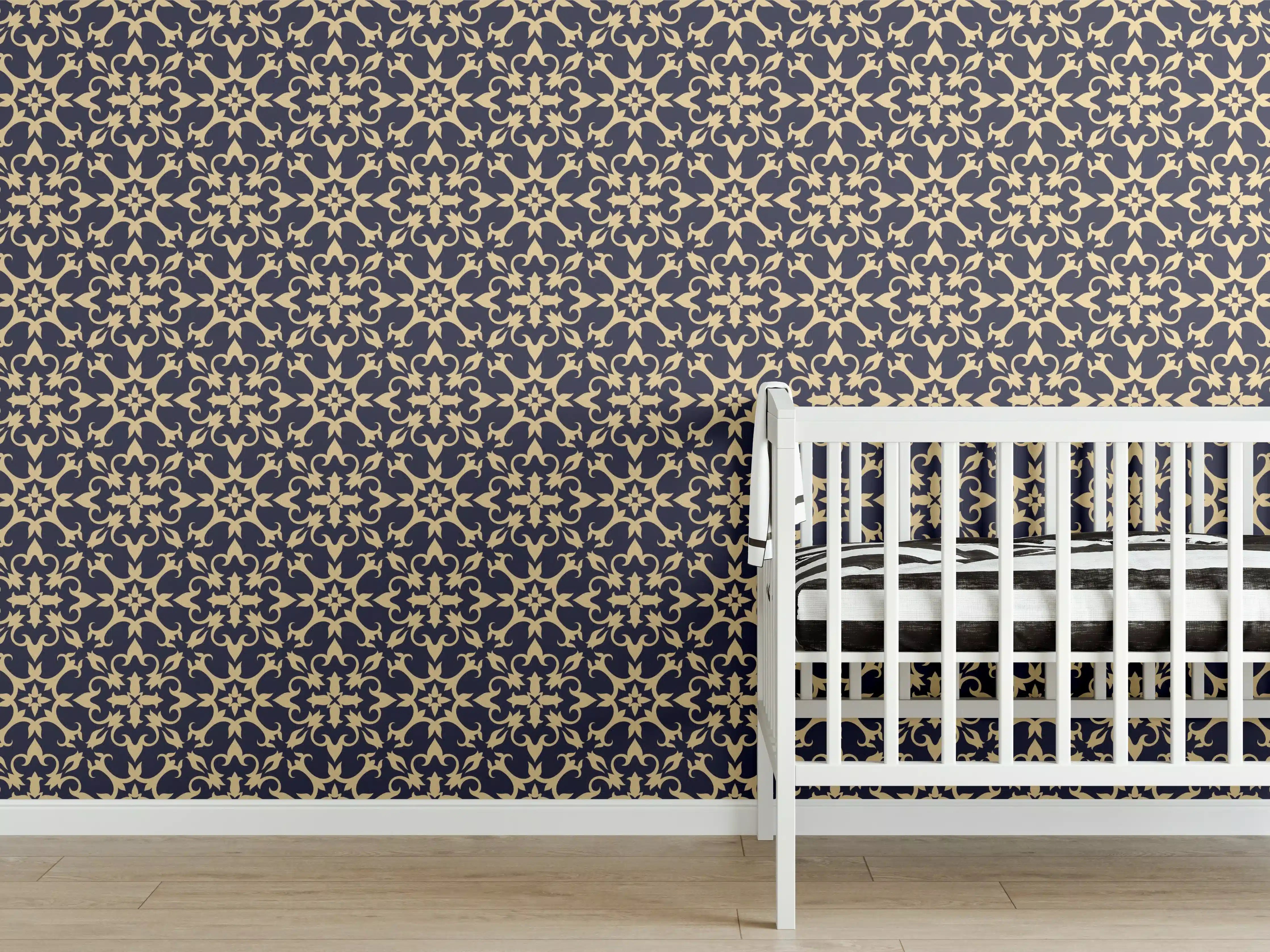 Babyzimmer Wandgestaltung - Modernes Grau-Schwarz Muster