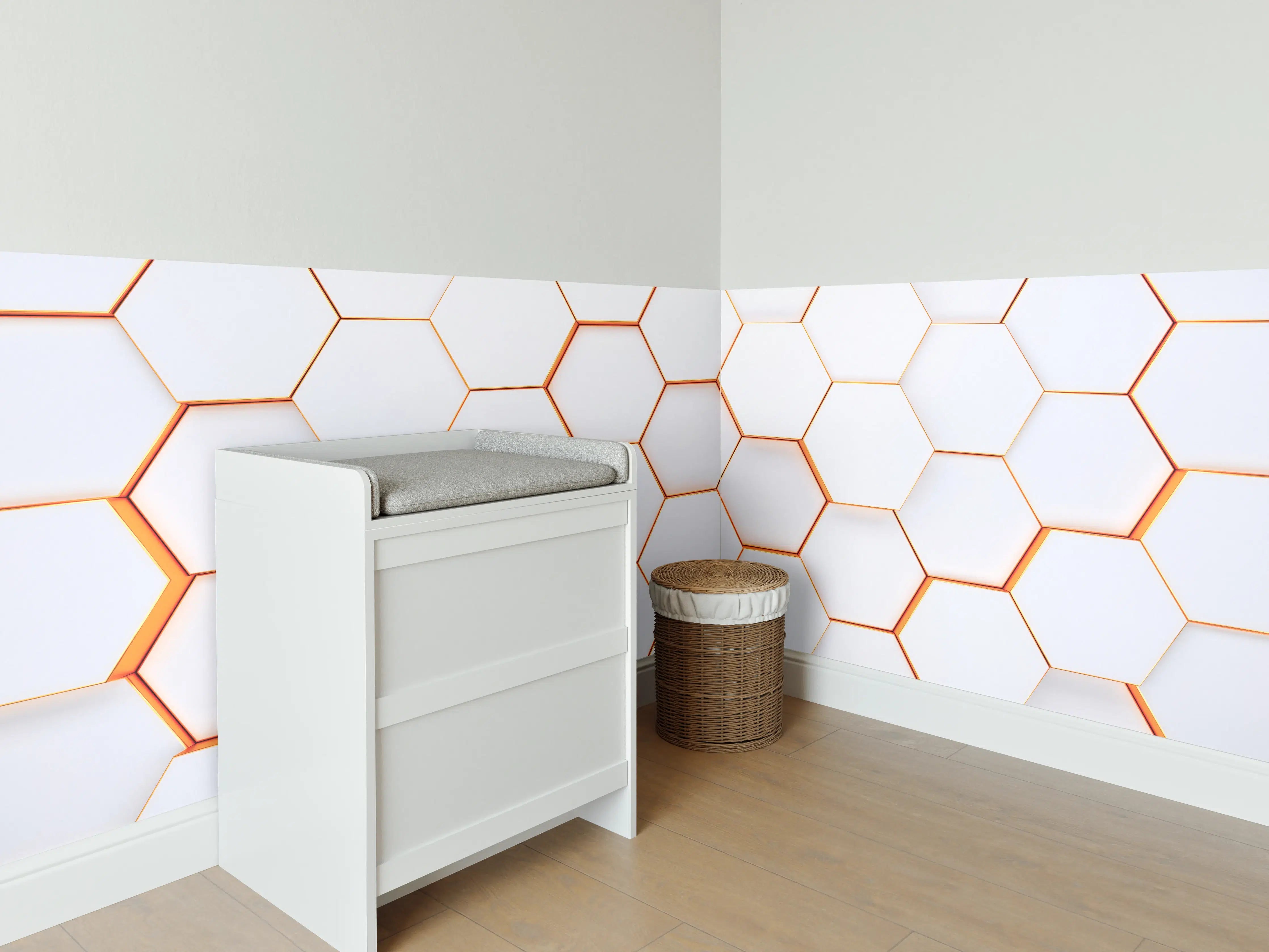 Babyzimmer Wandgestaltung - Modernes sechseckiges Hintergrundmuster