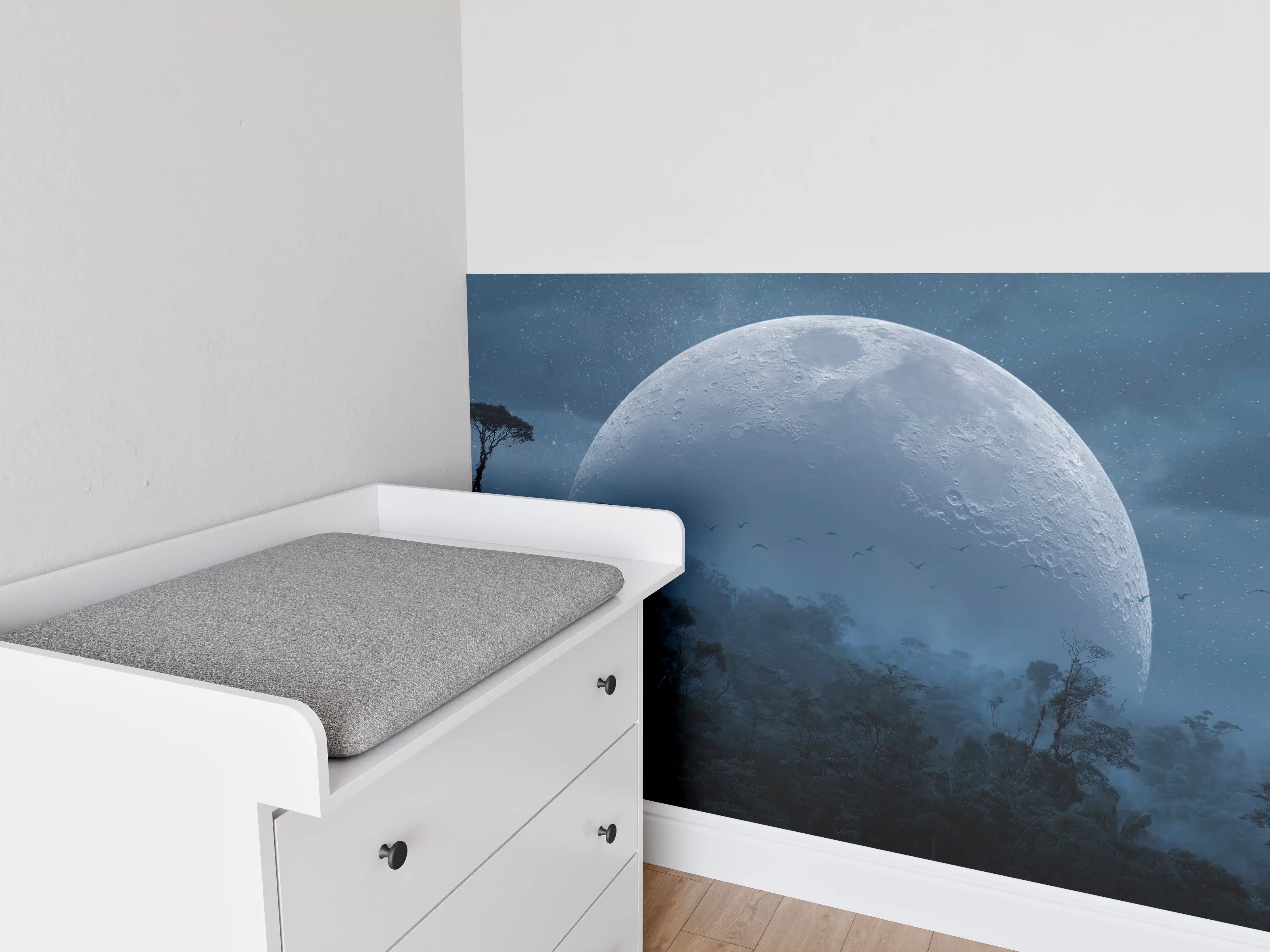 Babyzimmer Wandgestaltung - Mondlicht Dschungel Panorama