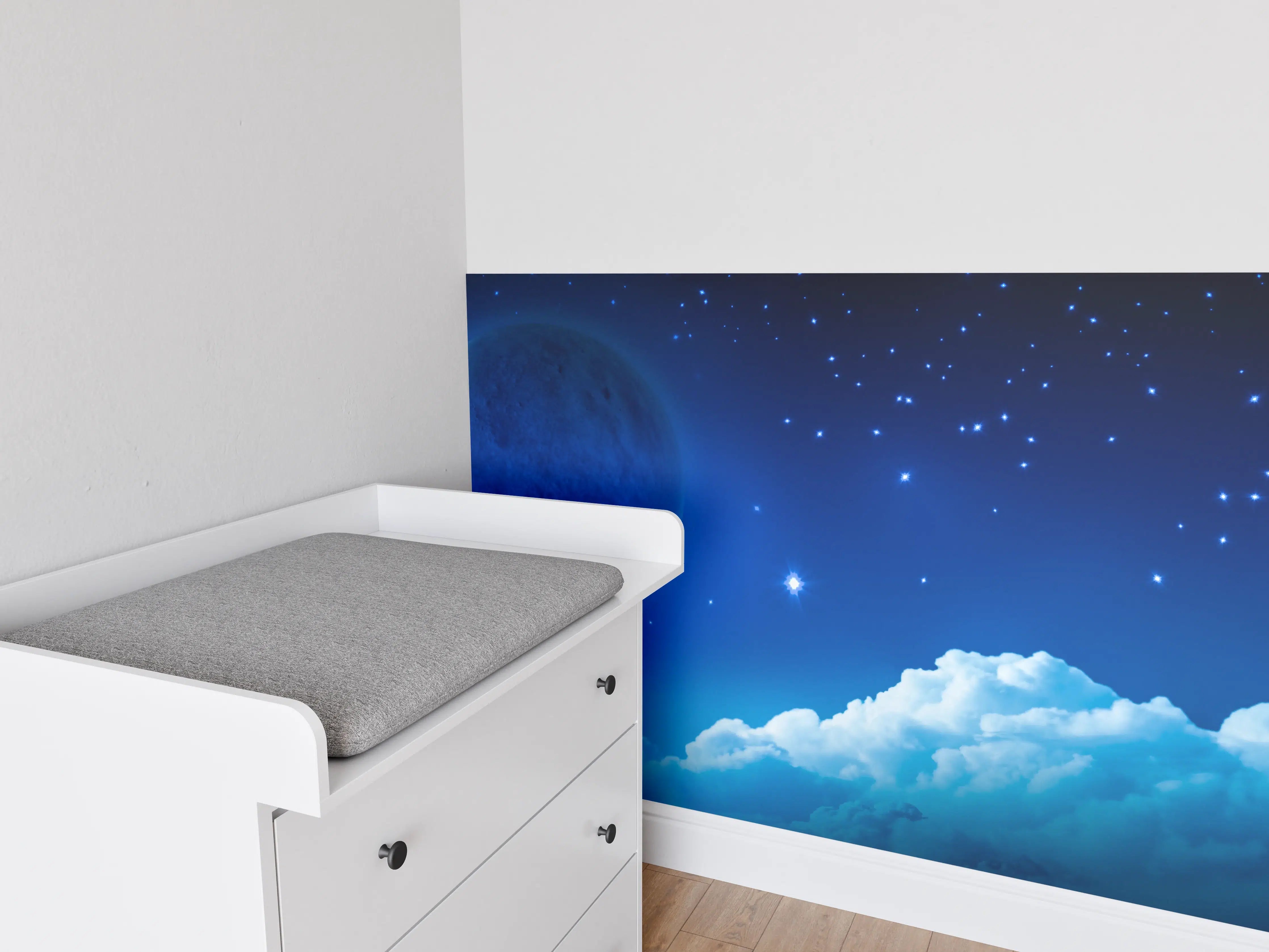 Babyzimmer Wandgestaltung - Mondnacht im Grauenschimmer