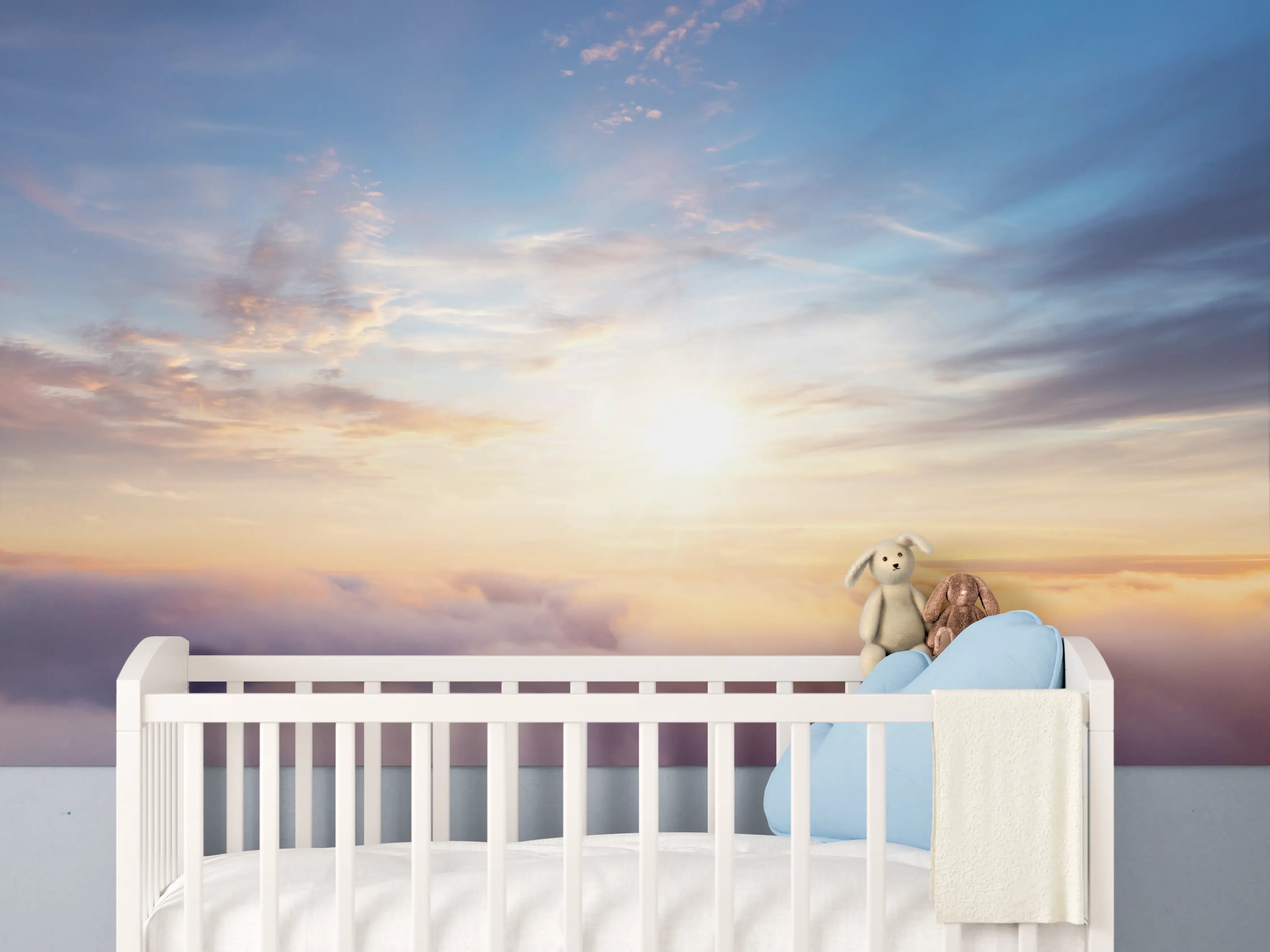 Babyzimmer Wandgestaltung - Morgendämmerung Wolken Himmel