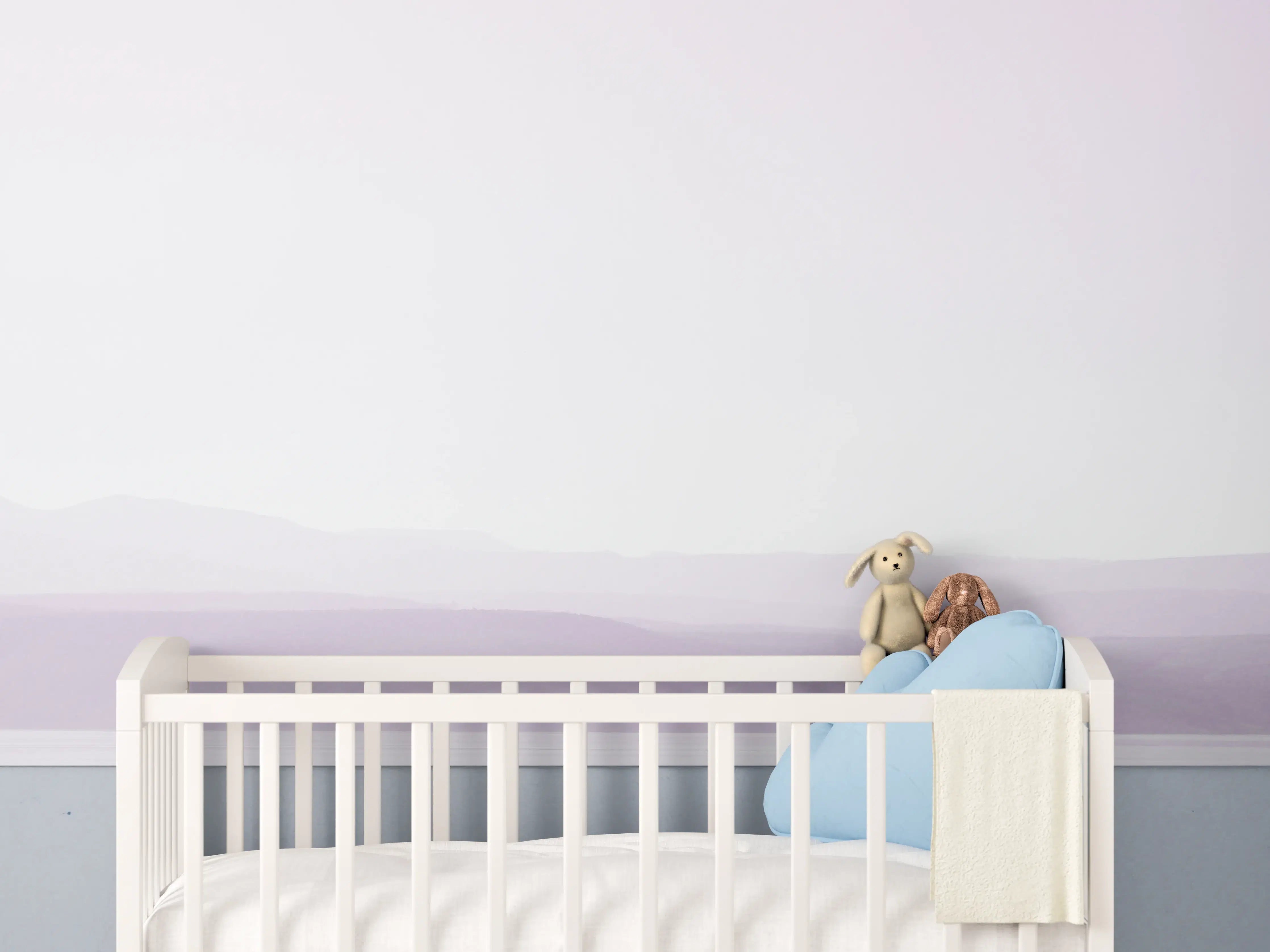 Babyzimmer Wandgestaltung - Morgendämmerung mit Baum und Meer