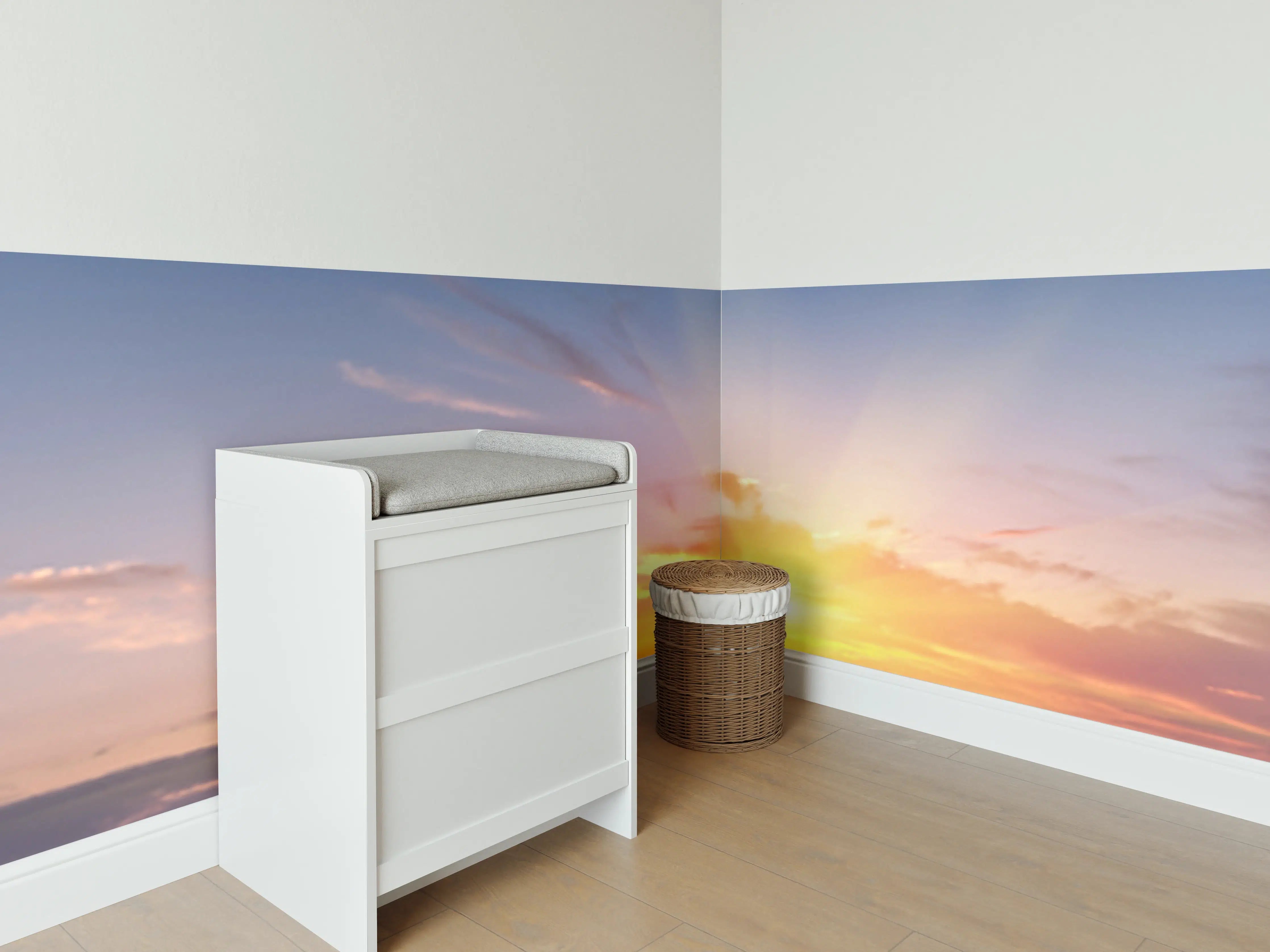 Babyzimmer Wandgestaltung - Morgendämmerung über Berglandschaft