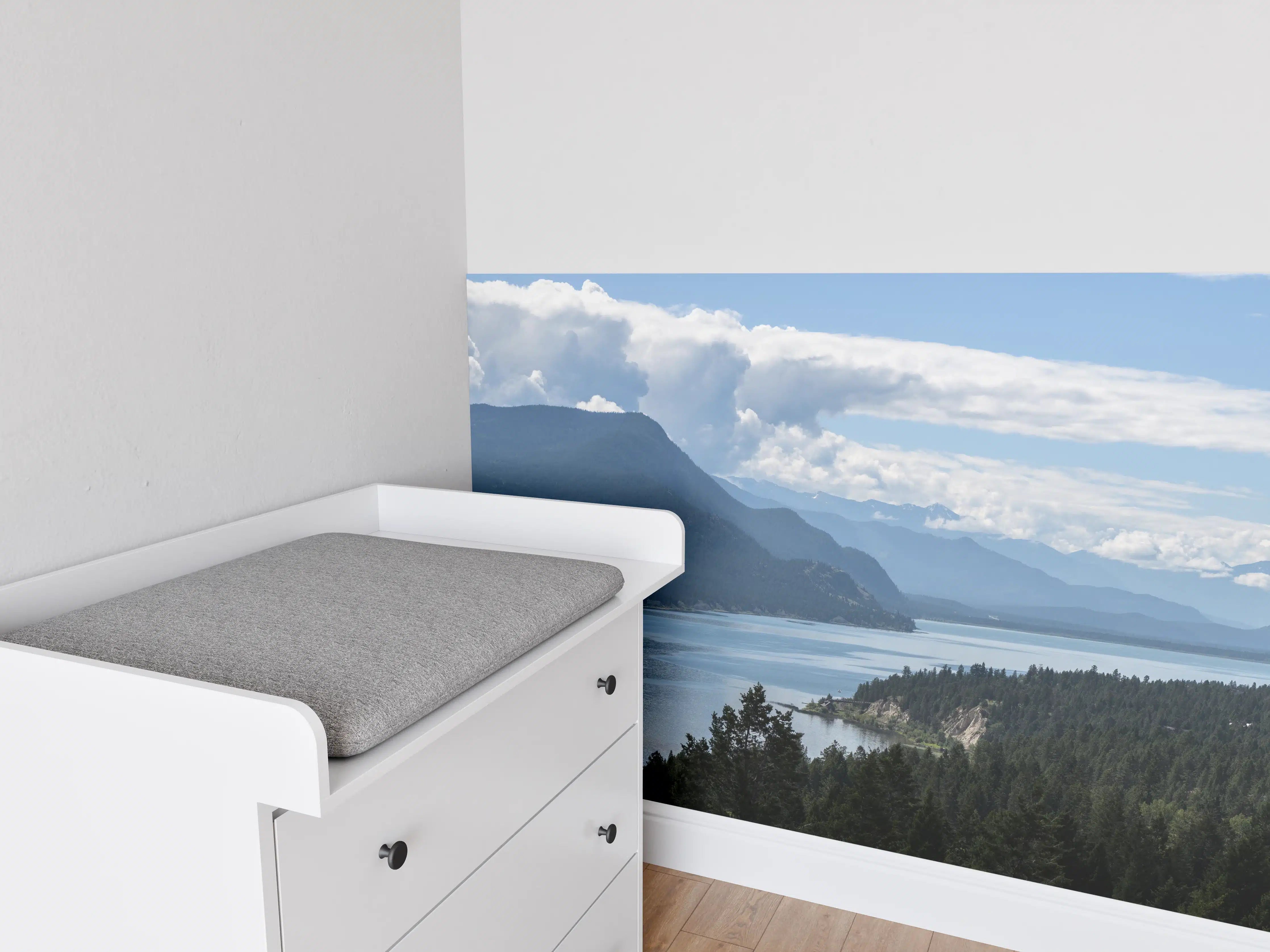 Babyzimmer Wandgestaltung - Morgennebel über den Gipfeln des Fairmont Ridge