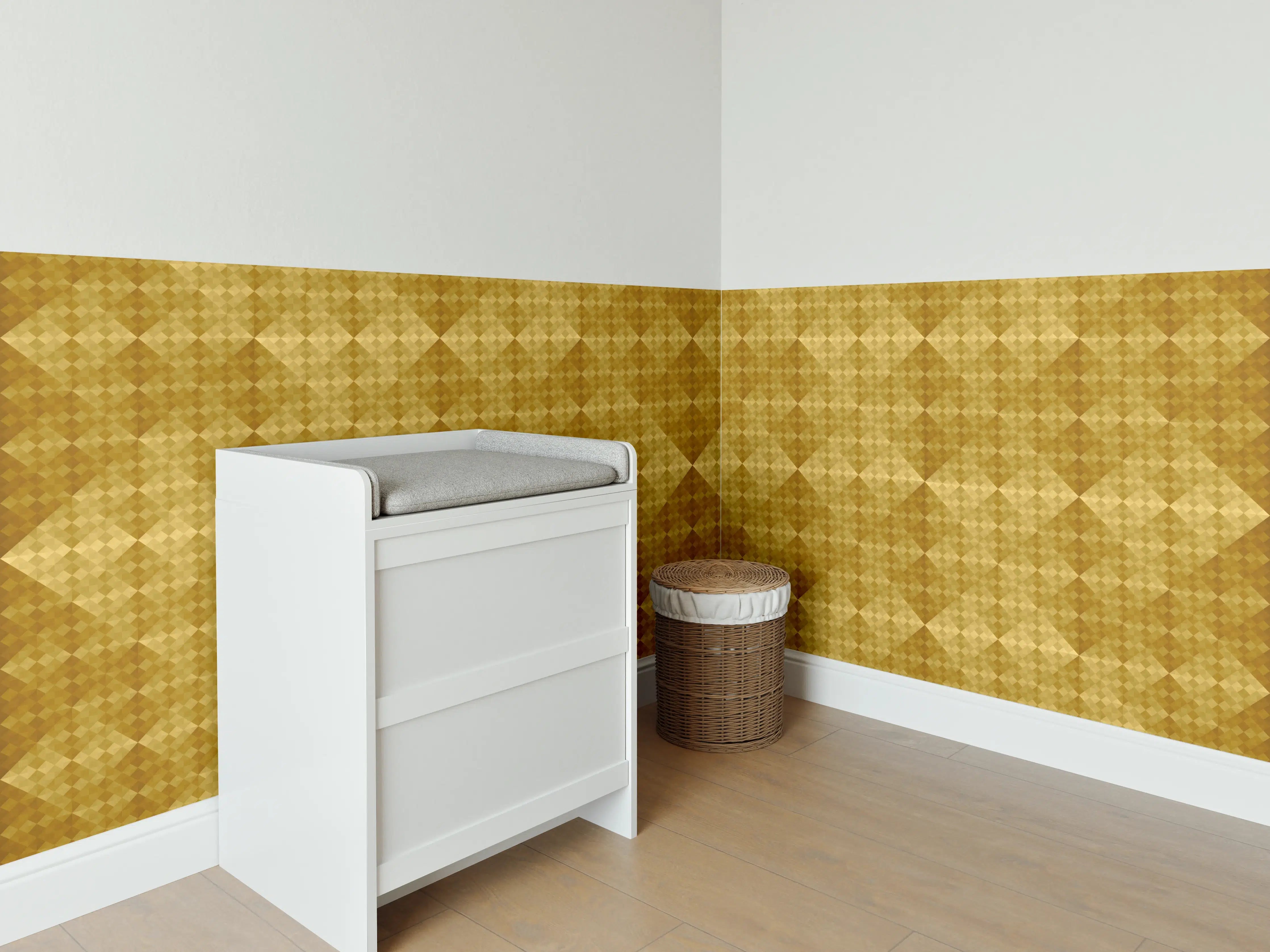 Babyzimmer Wandgestaltung - Mosaik Motiv - Goldfolie