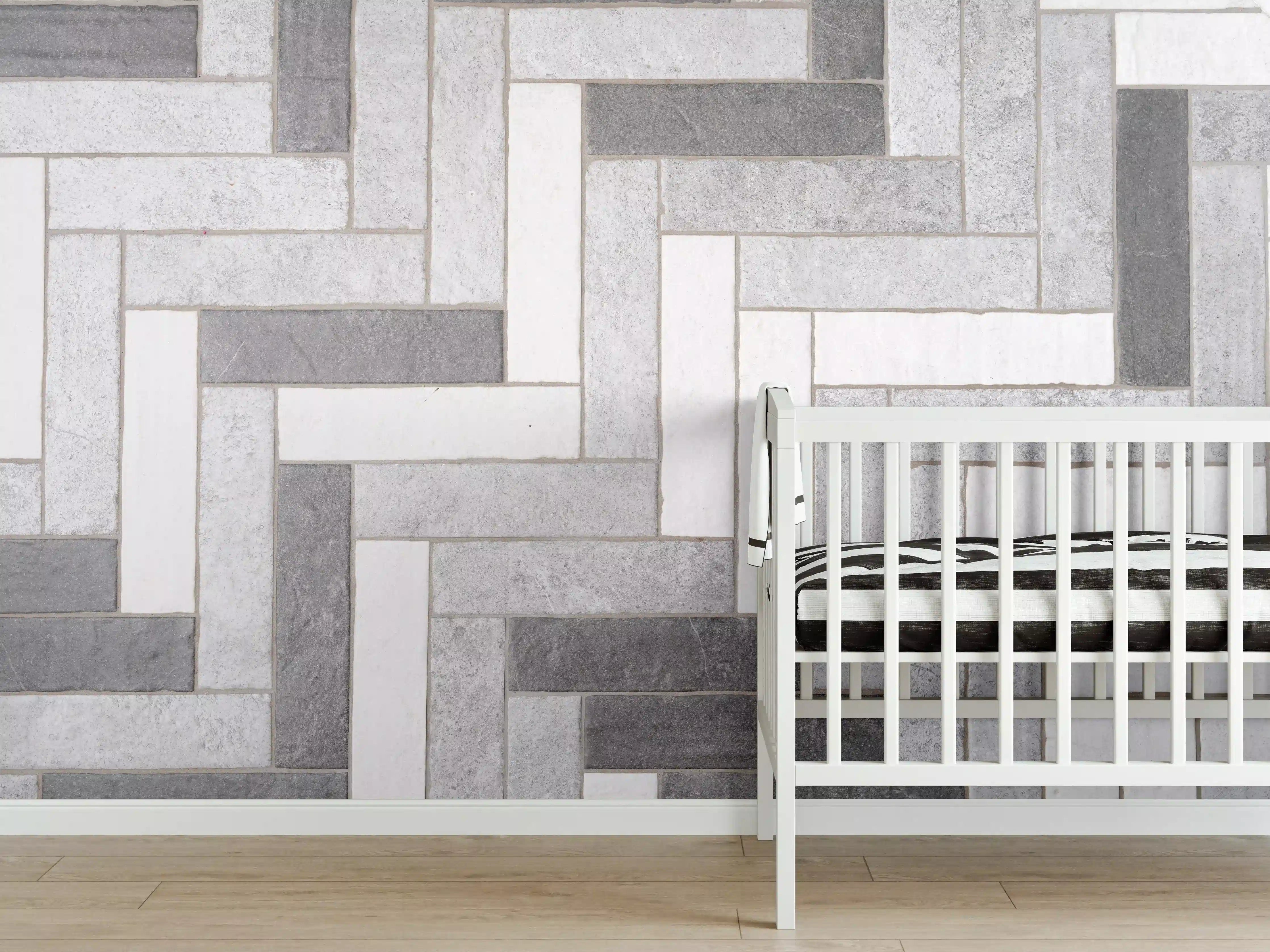 Babyzimmer Wandgestaltung - Mosaikbodenfliesen in Rechtecken