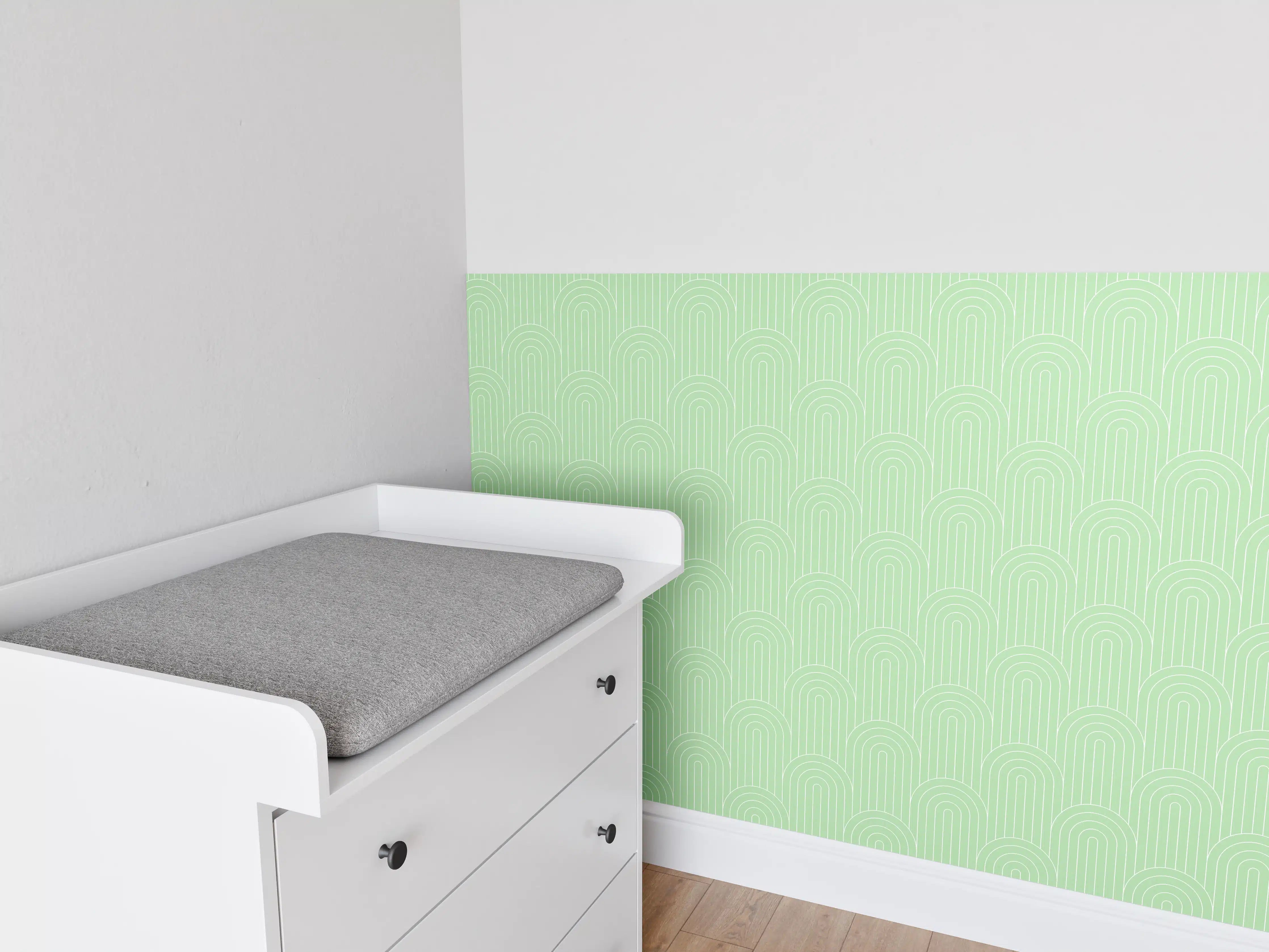 Babyzimmer Wandgestaltung - Mural mit sanften Grüntönen