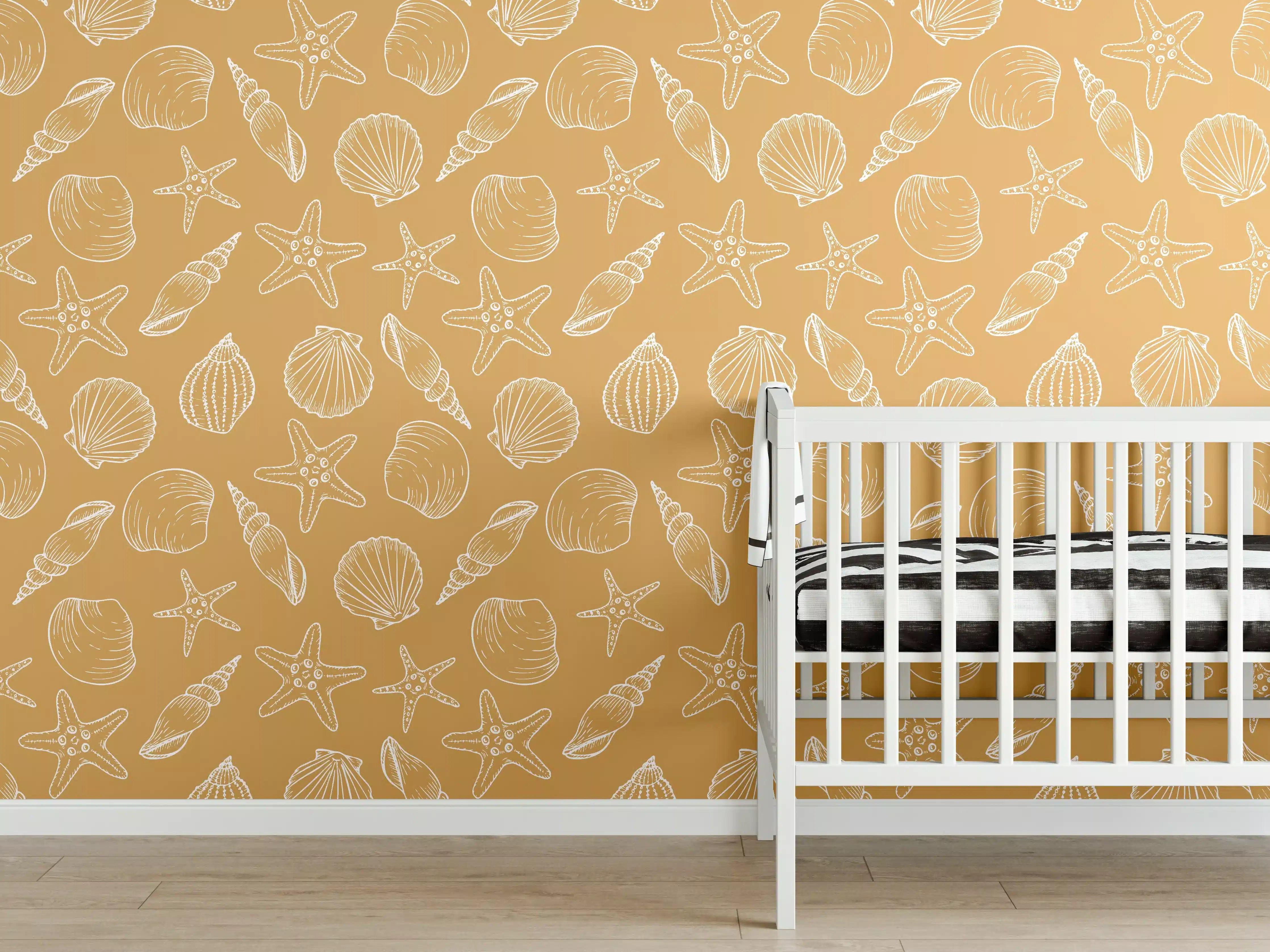 Babyzimmer Wandgestaltung - Muschelmuster Amber-Beige