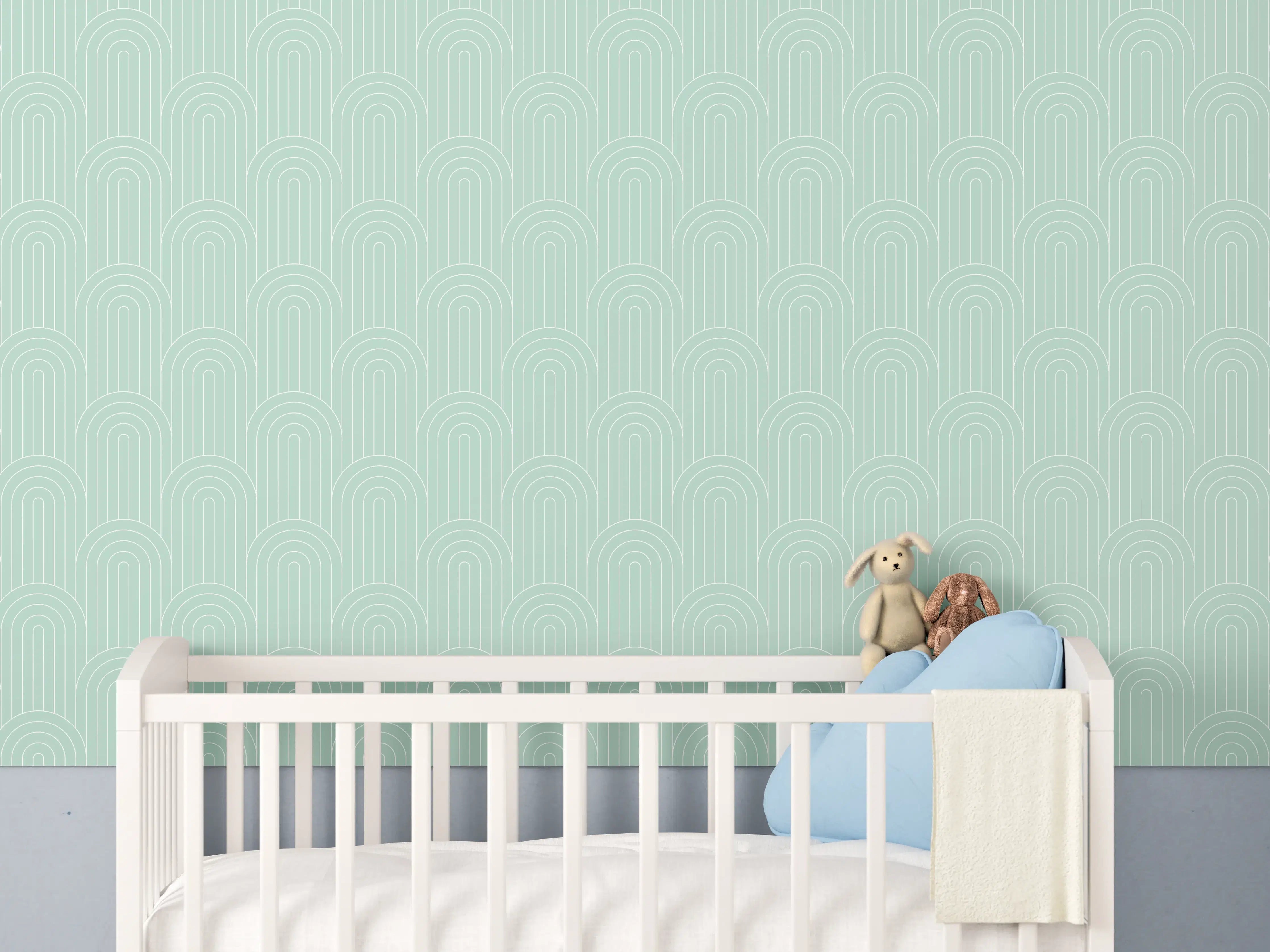 Babyzimmer Wandgestaltung - Musterhafte Architektur in zartem Mint