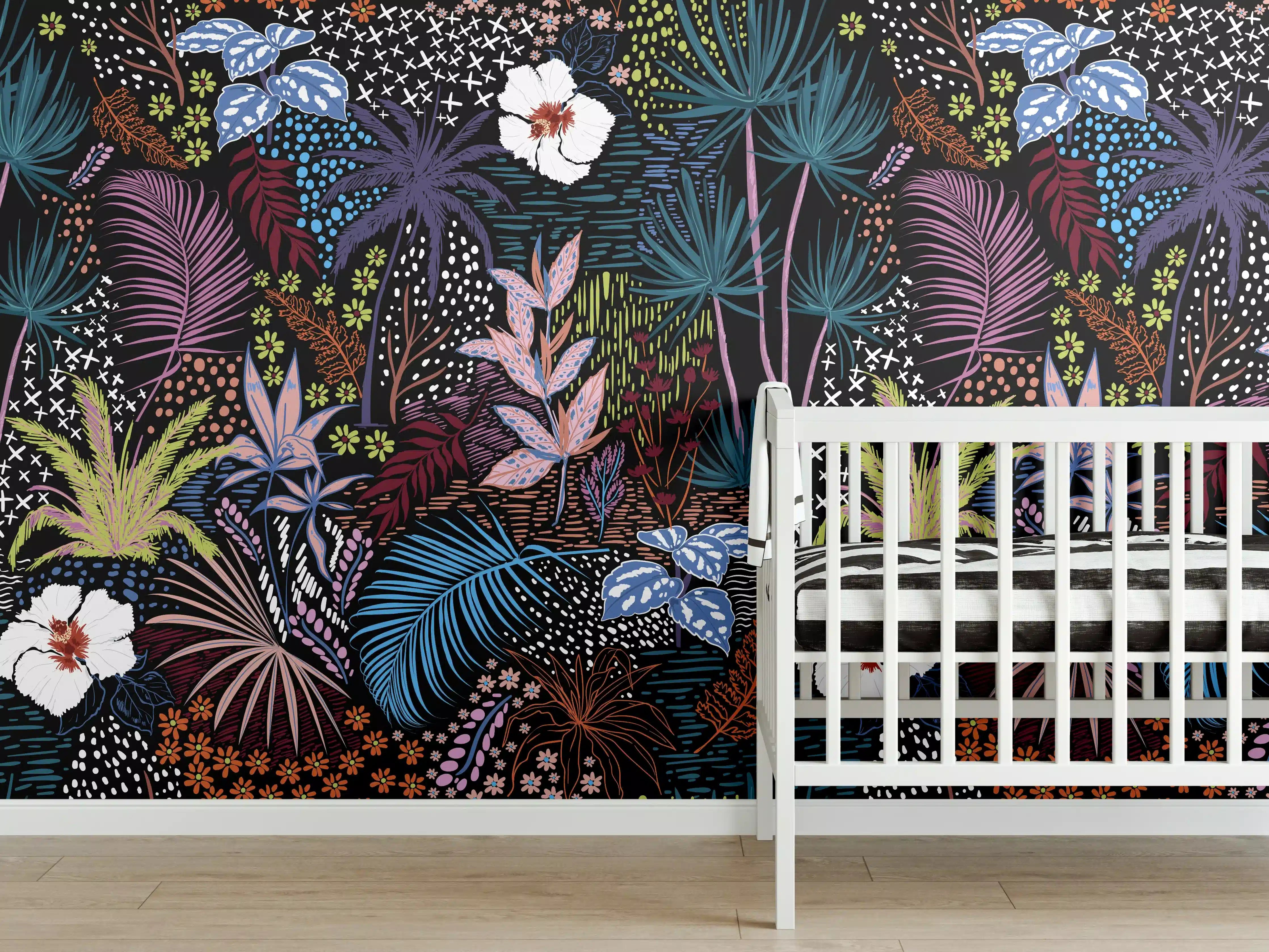 Babyzimmer Wandgestaltung - Mystic Tropic Pflanzenmuster