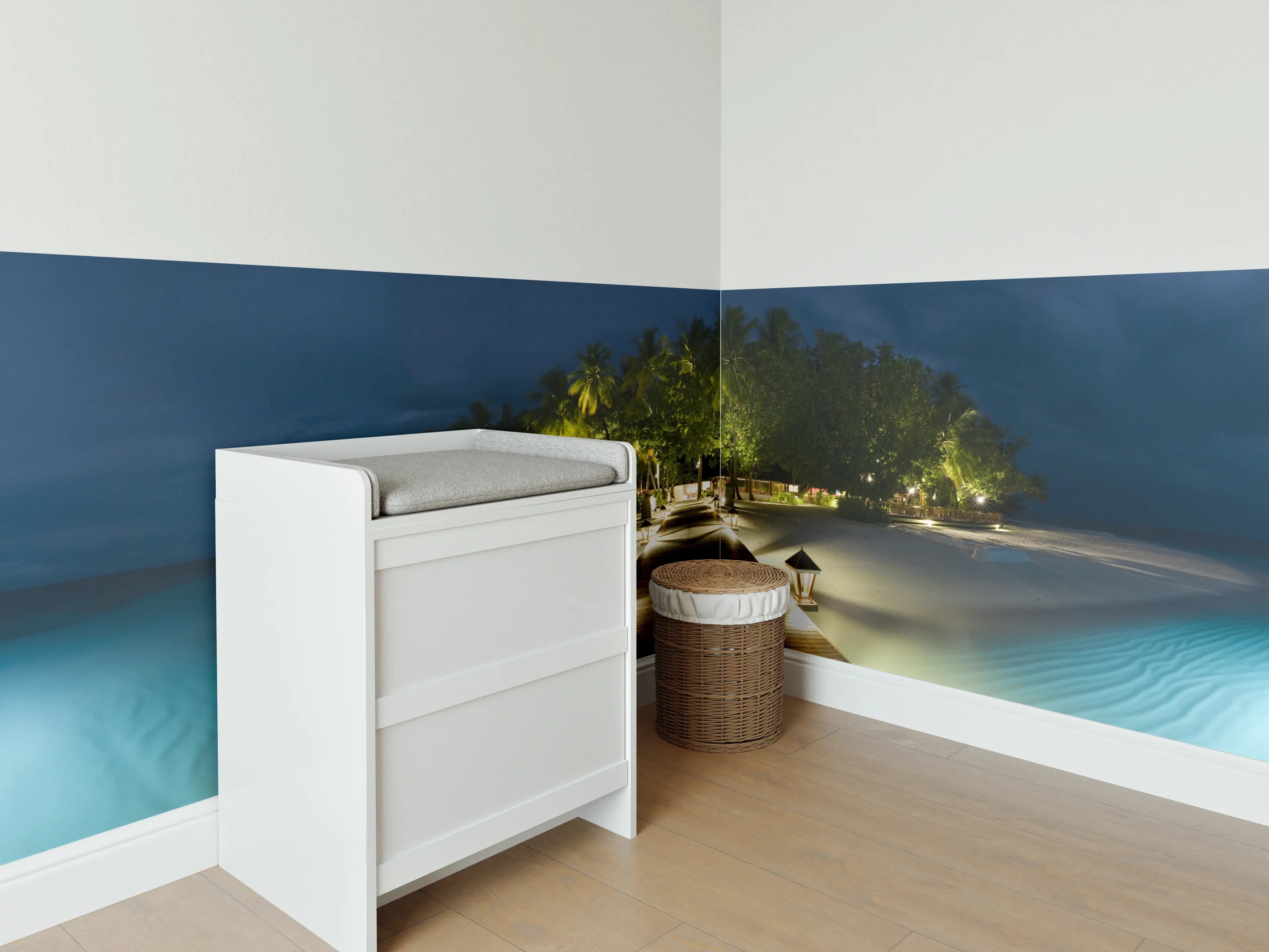 Babyzimmer Wandgestaltung - Nachtpanorama von Ihuru Island
