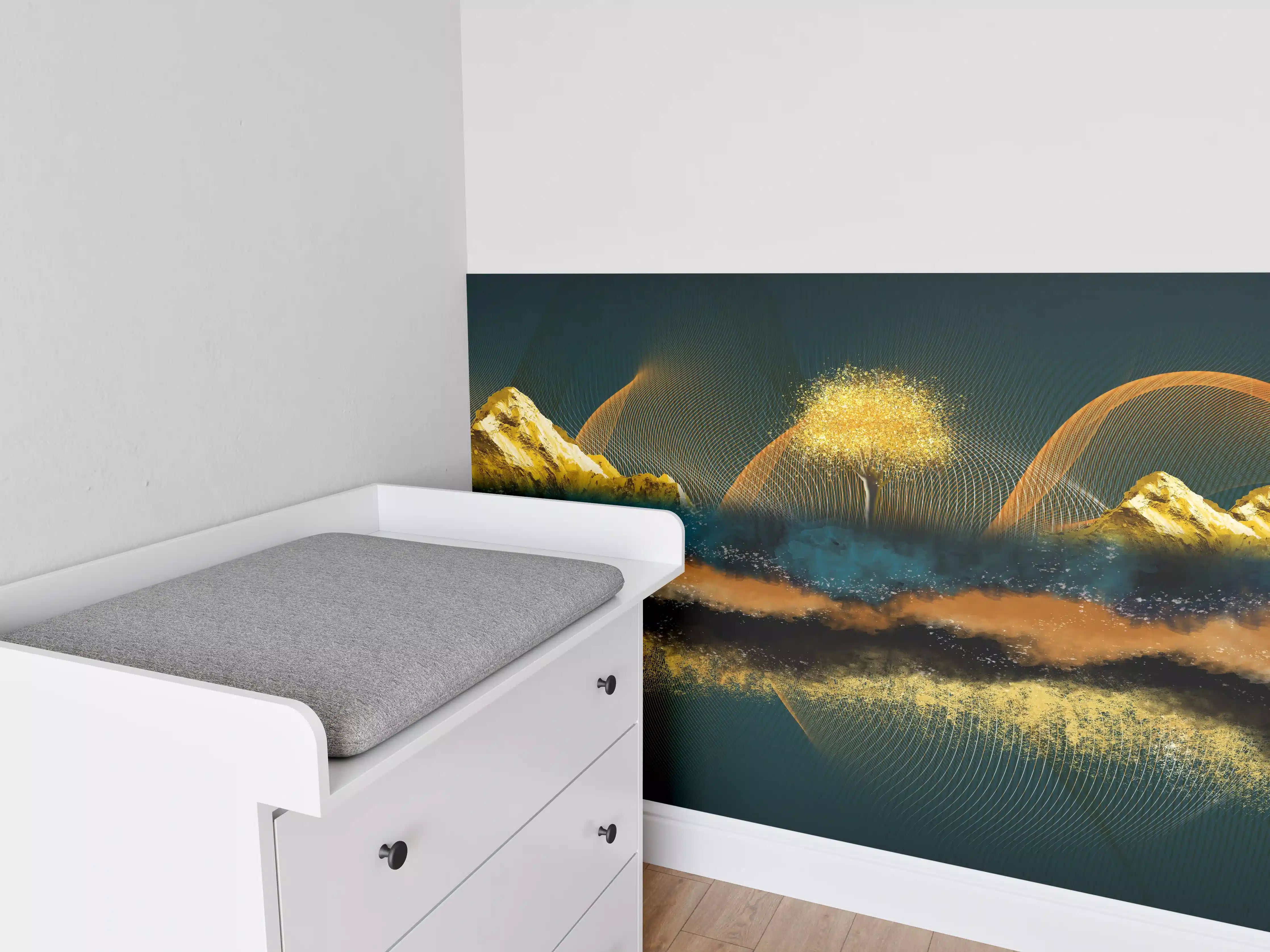 Babyzimmer Wandgestaltung - Nächtlicher Anblick - Zeichnung