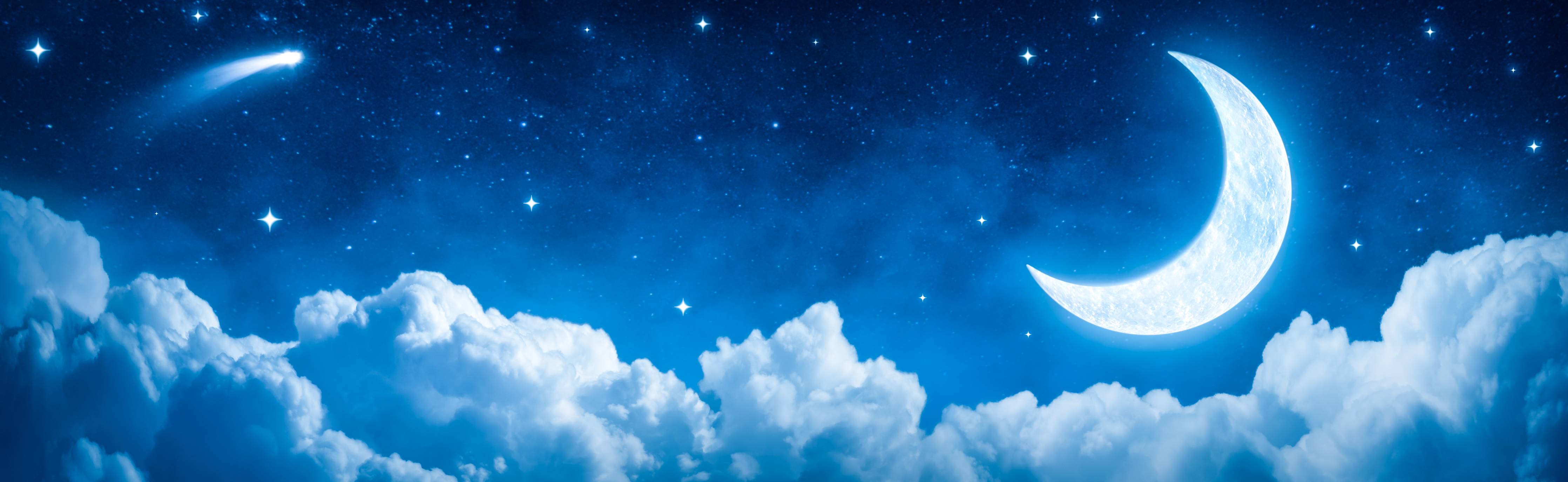 Babyzimmer Wandgestaltung-Nächtlicher Himmel mit Sternen und Mond