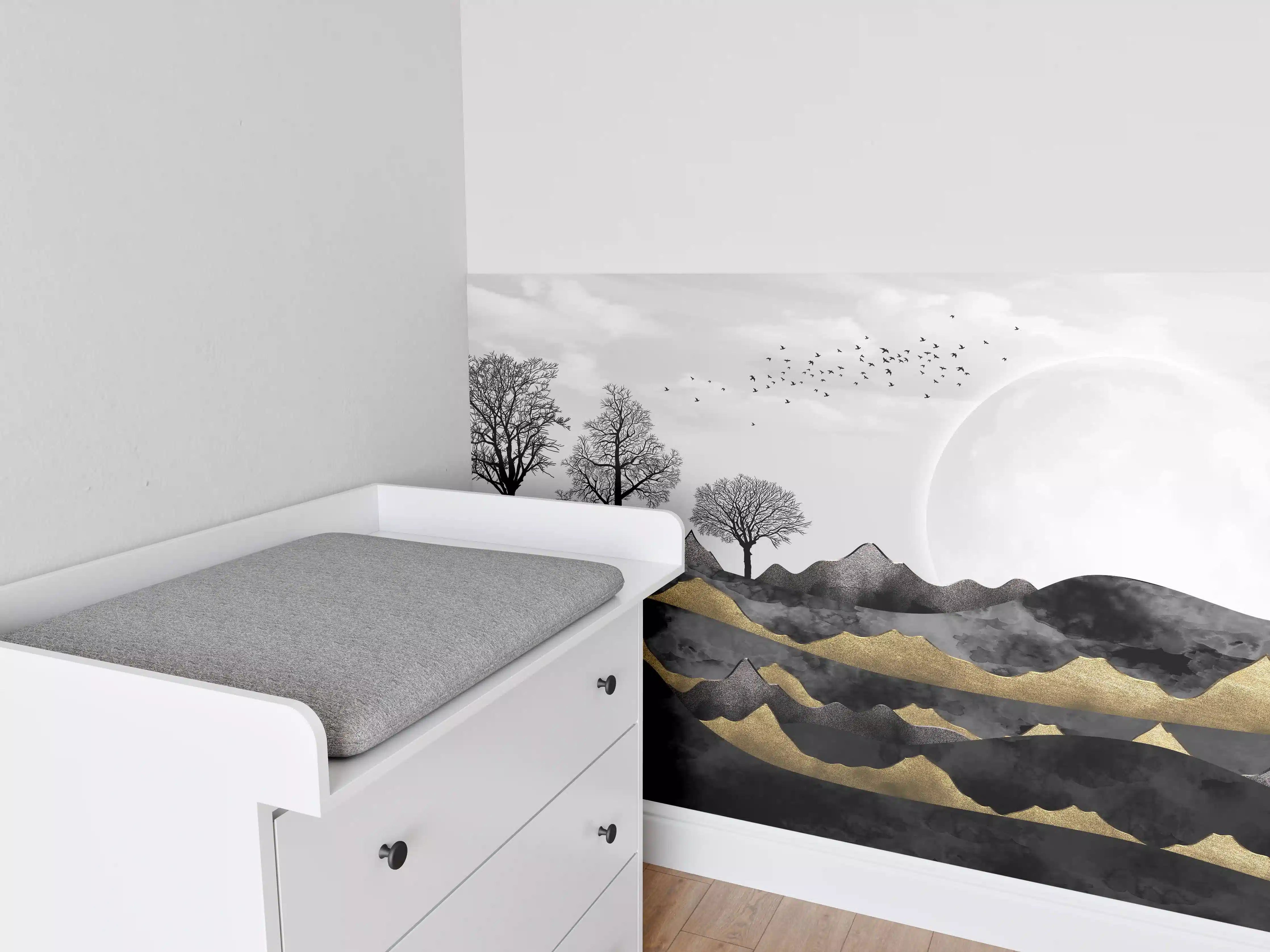 Babyzimmer Wandgestaltung - Nächtliches Landschaftsdesign - Grafik