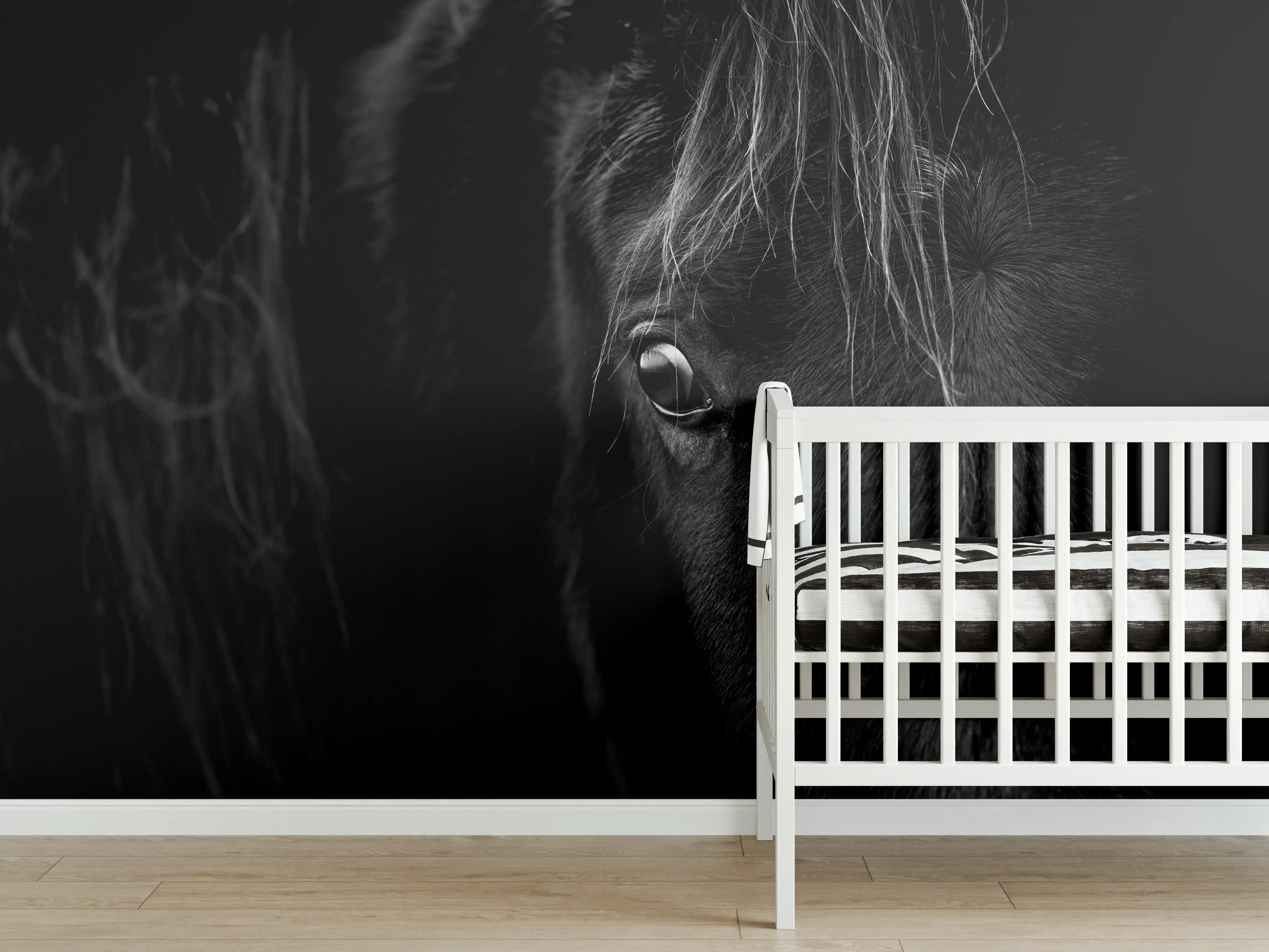 Babyzimmer Wandgestaltung - Nahaufnahme - Pferdekopf