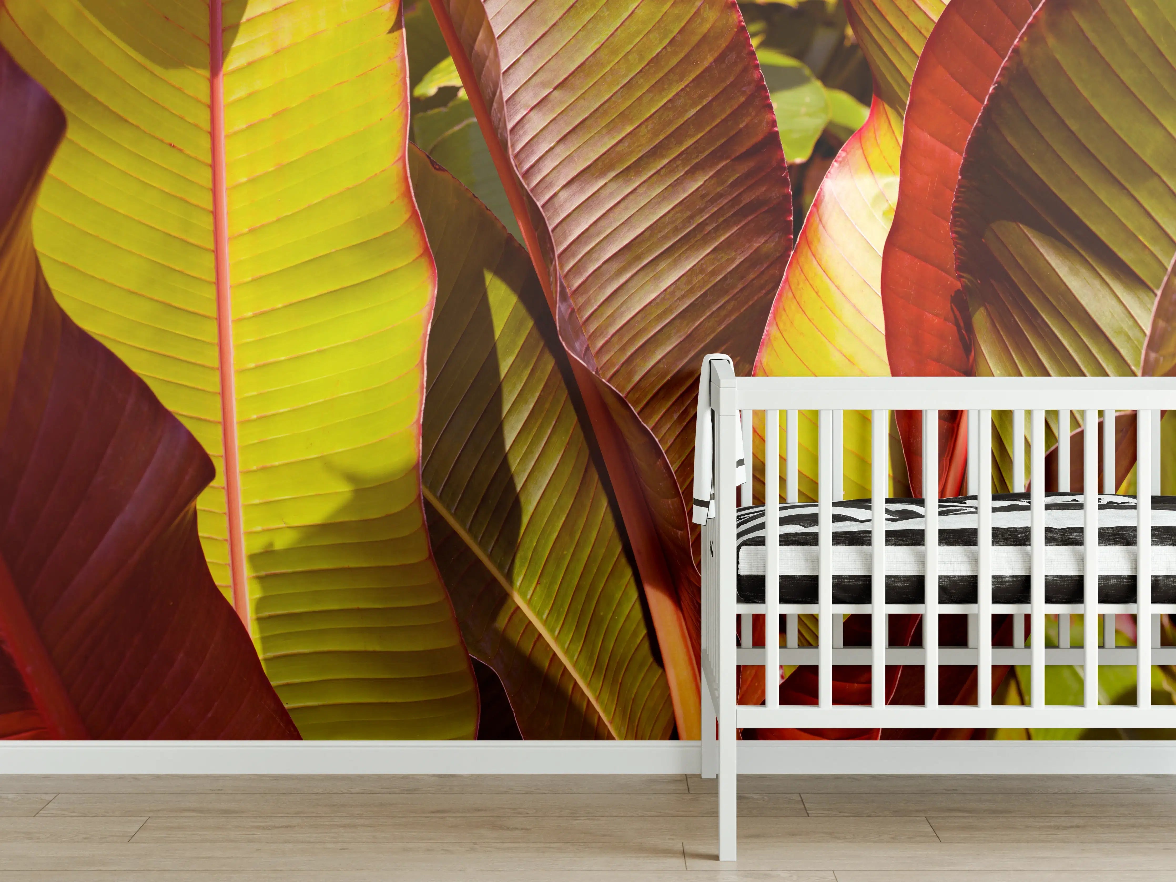 Babyzimmer Wandgestaltung - Nahaufnahme von Bananenblättern
