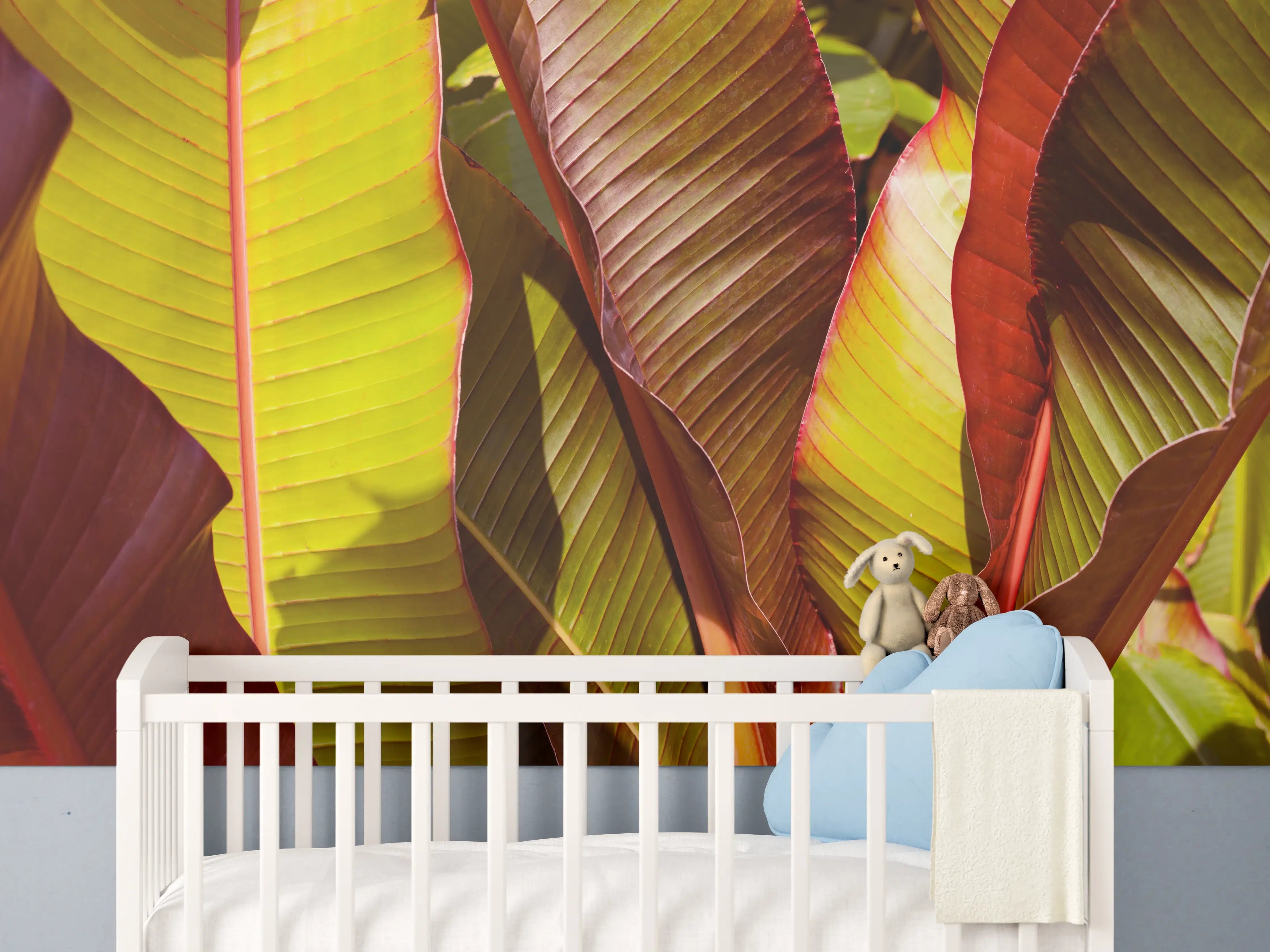 Babyzimmer Wandgestaltung - Nahaufnahme von Bananenblättern