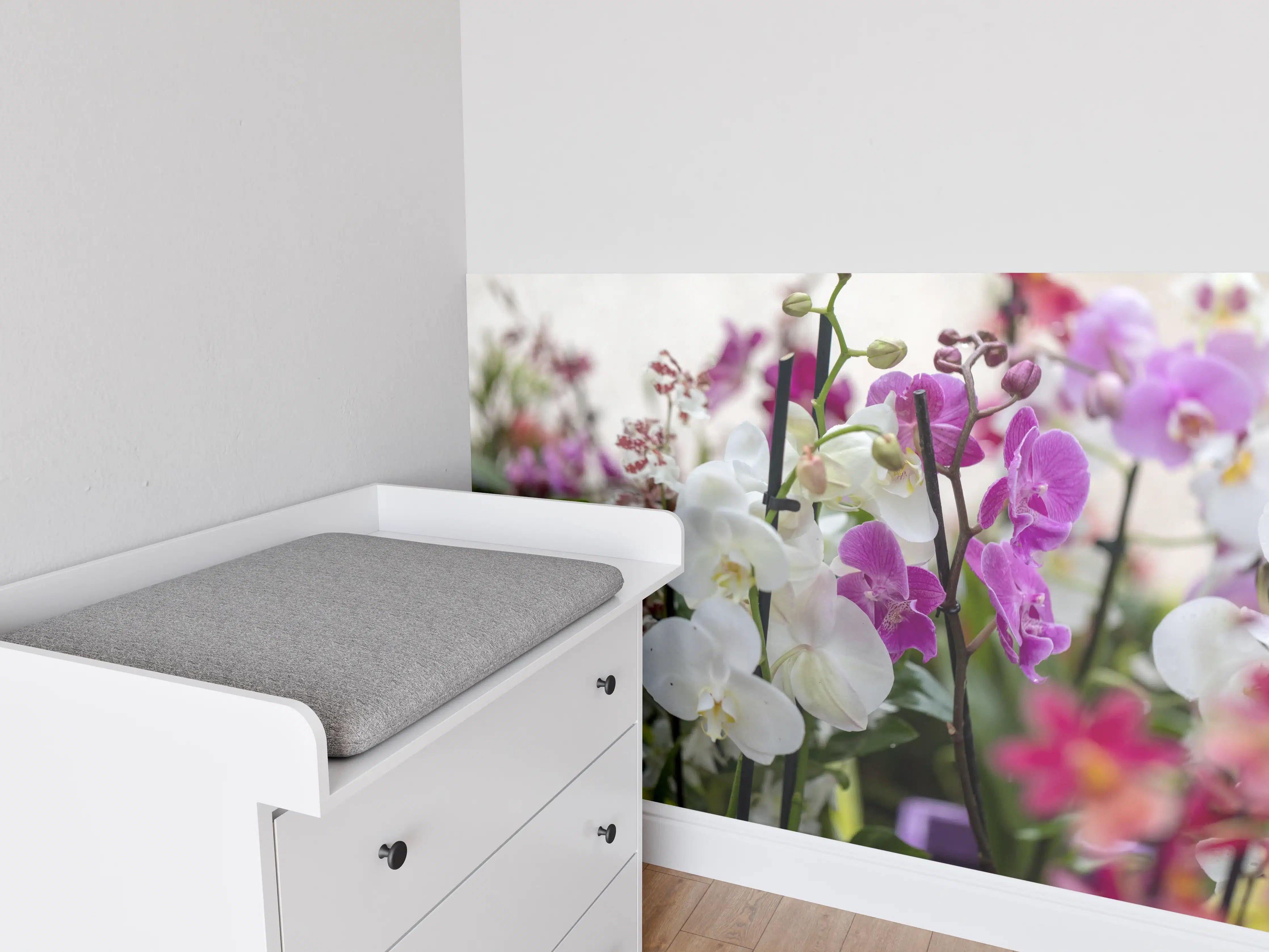 Babyzimmer Wandgestaltung - Nahaufnahme von bunten Orchideen