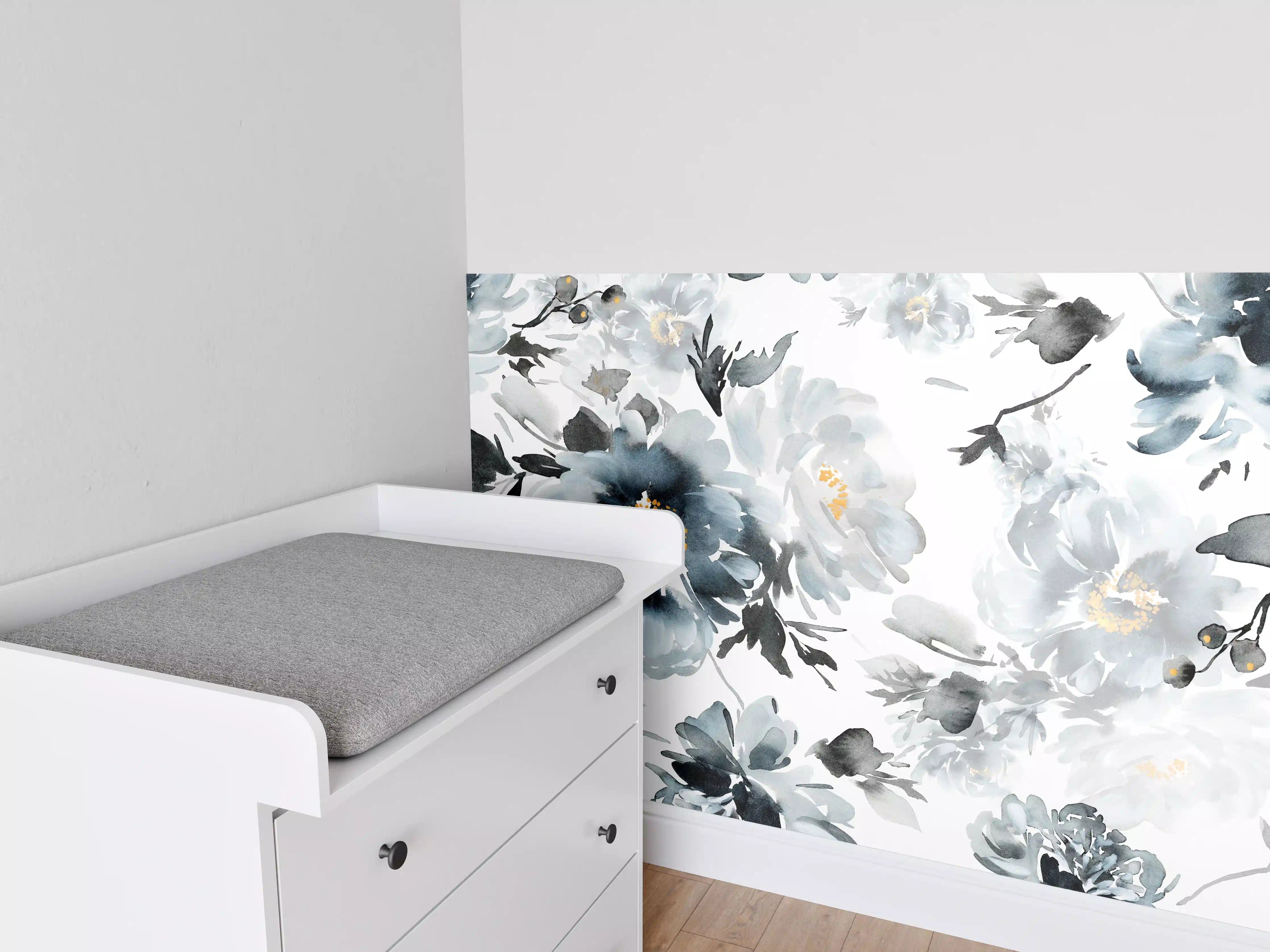 Babyzimmer Wandgestaltung - Nahtlose Sommer Muster mit Aquarell Blumen