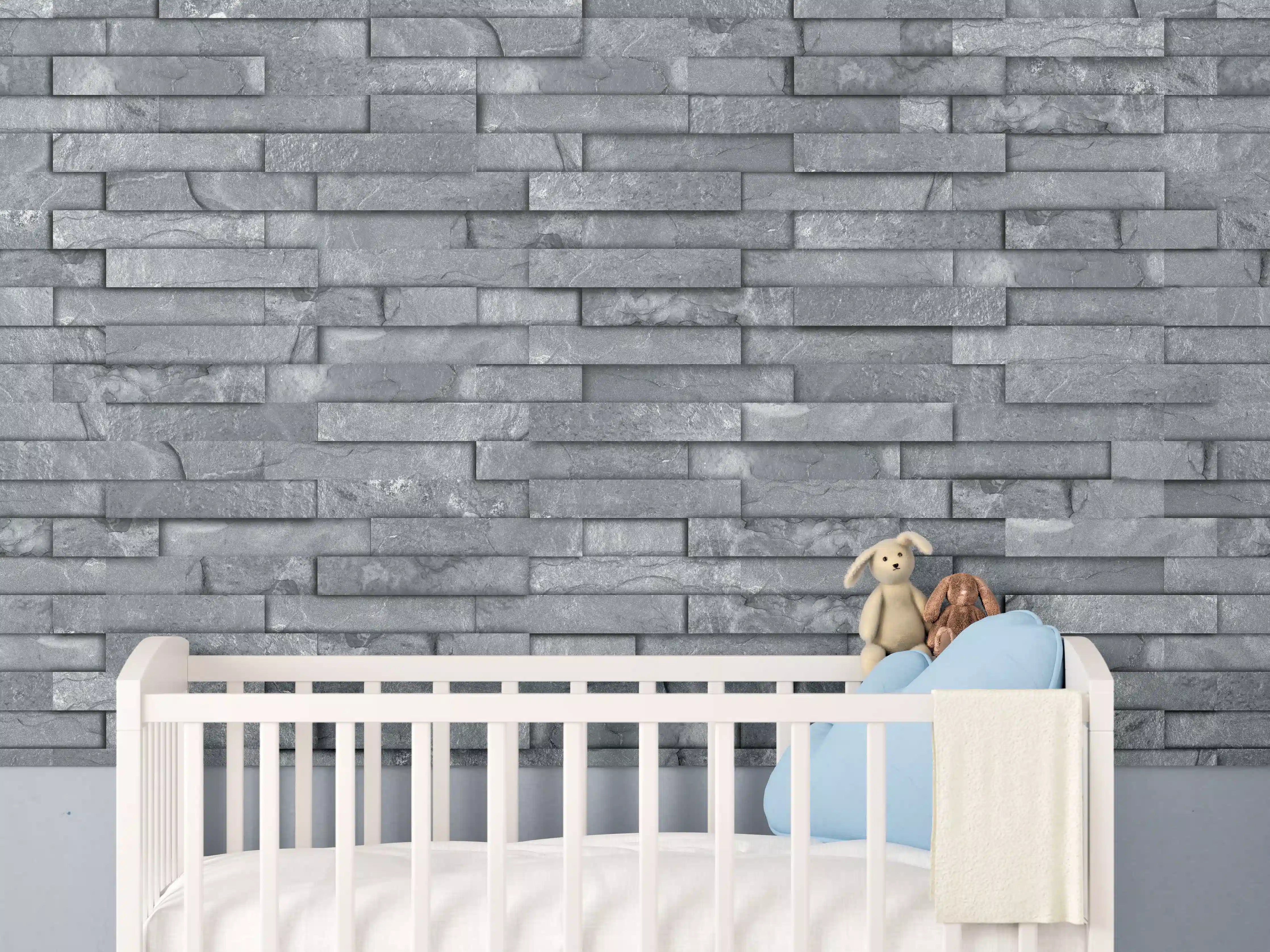Babyzimmer Wandgestaltung - Nahtlose graue Schiefersteinwand Textur
