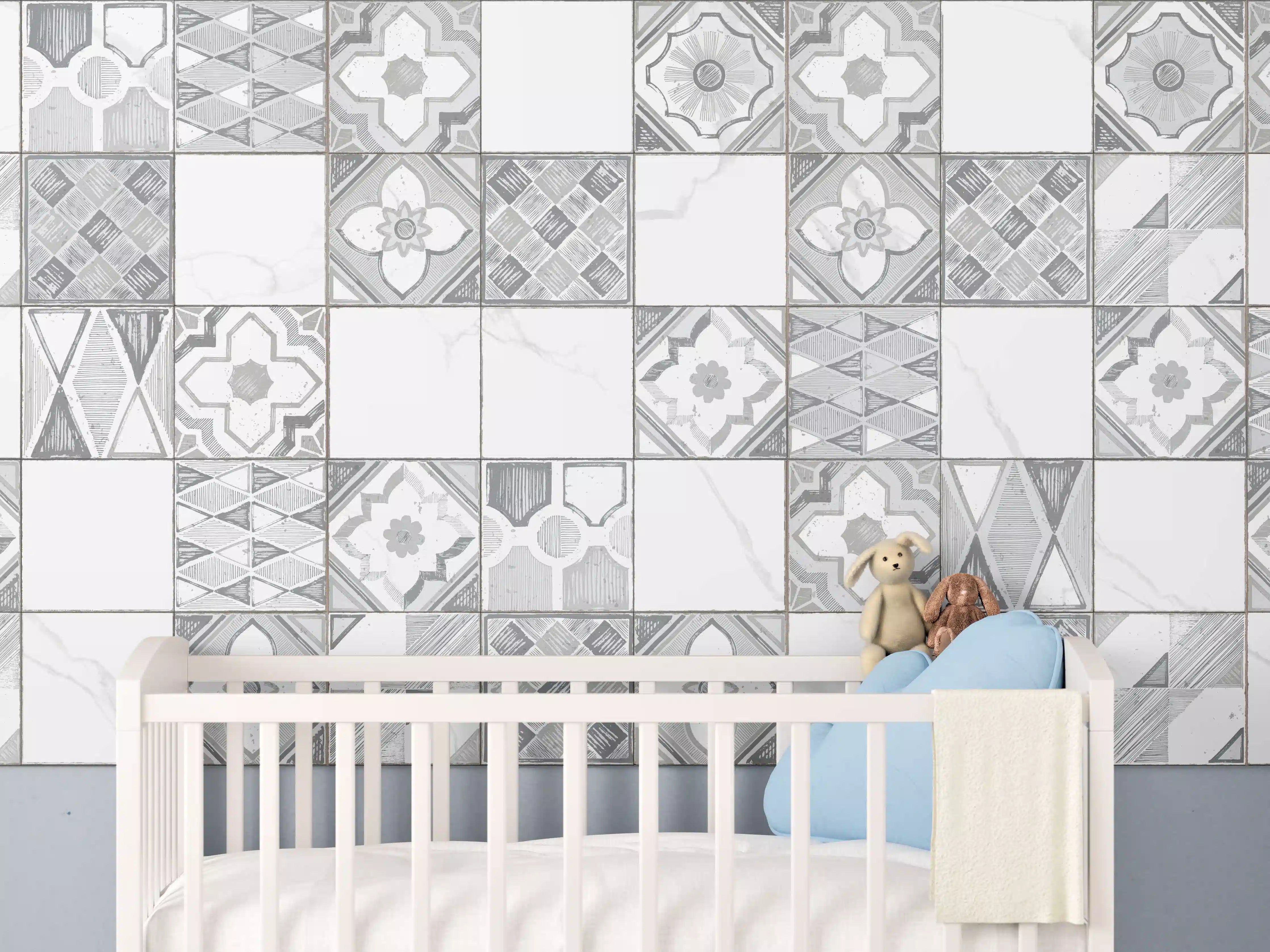 Babyzimmer Wandgestaltung - Nahtloses monochromes Muster