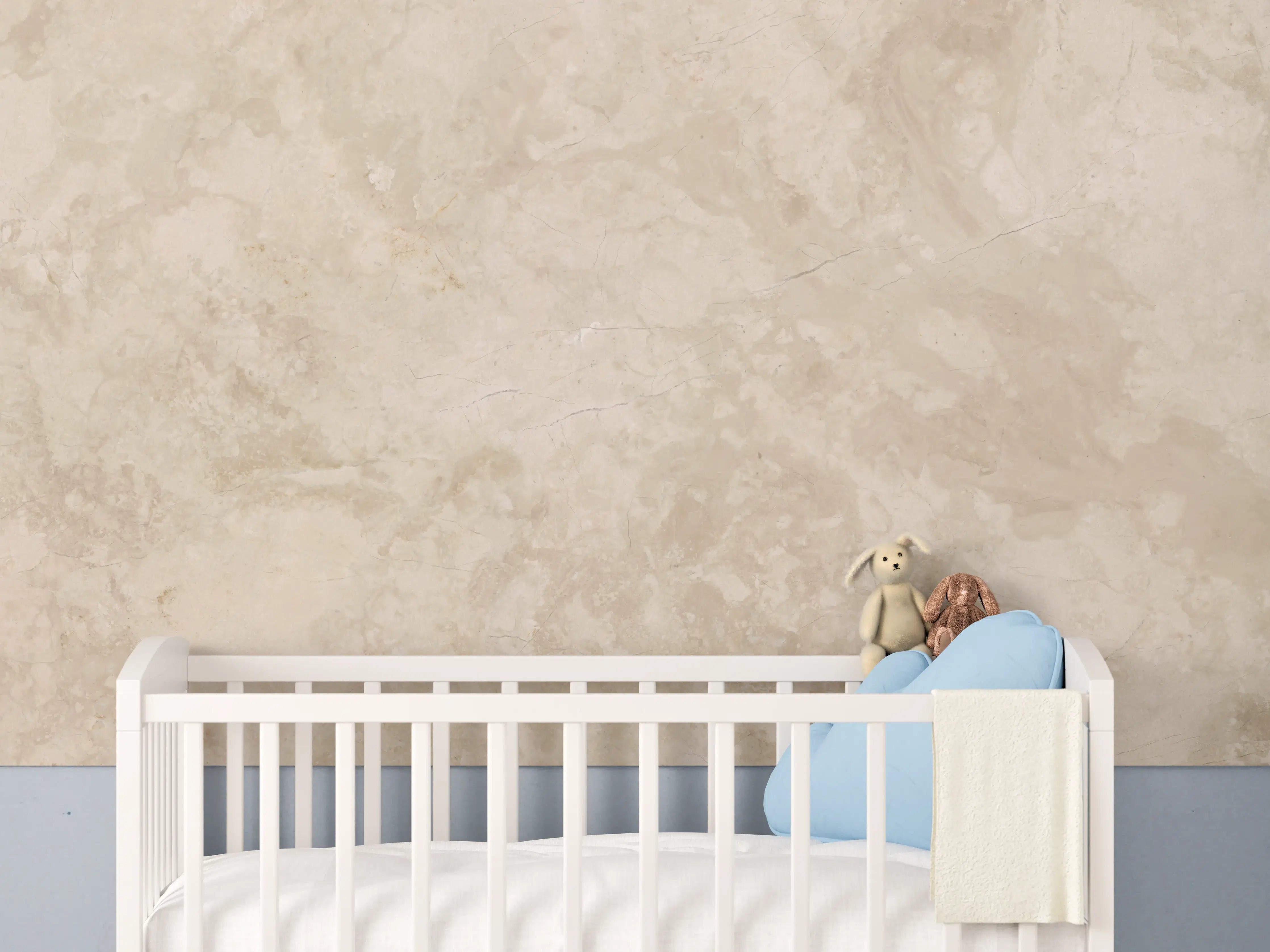 Babyzimmer Wandgestaltung - Natürliche Beige Marmor Textur