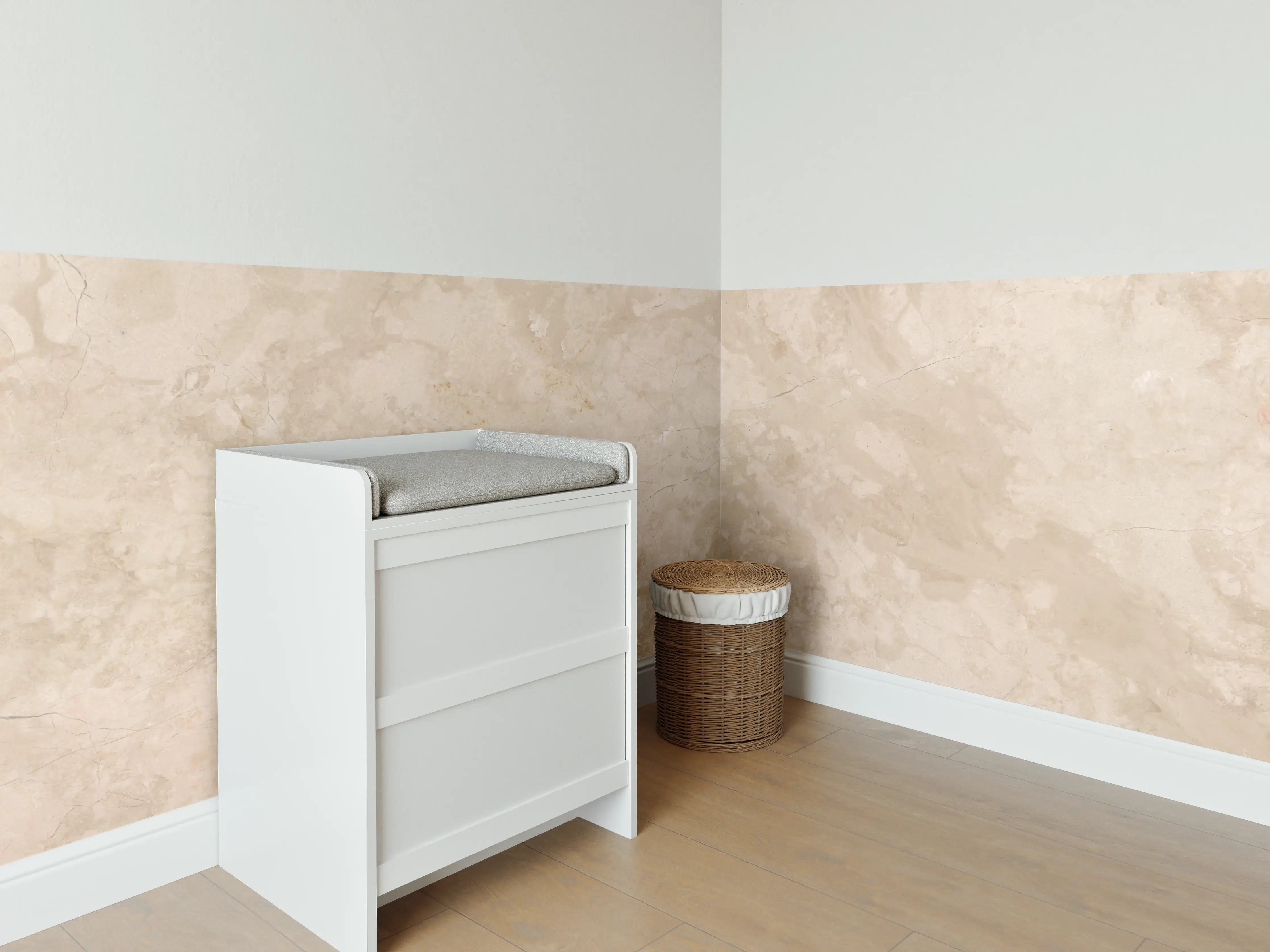 Babyzimmer Wandgestaltung - Natürliche Beige Marmor Textur