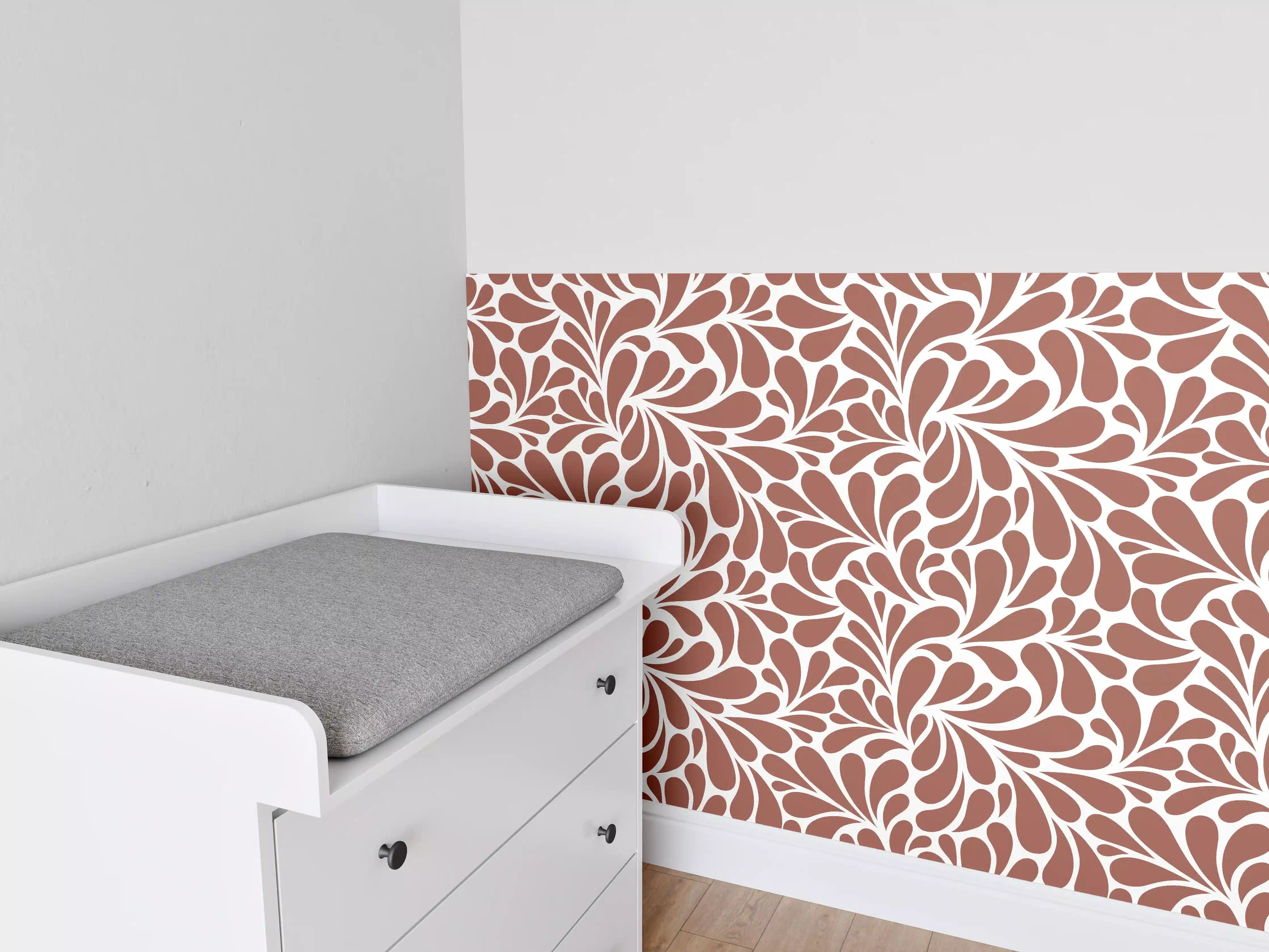 Babyzimmer Wandgestaltung - Natürliche Blätter-Muster