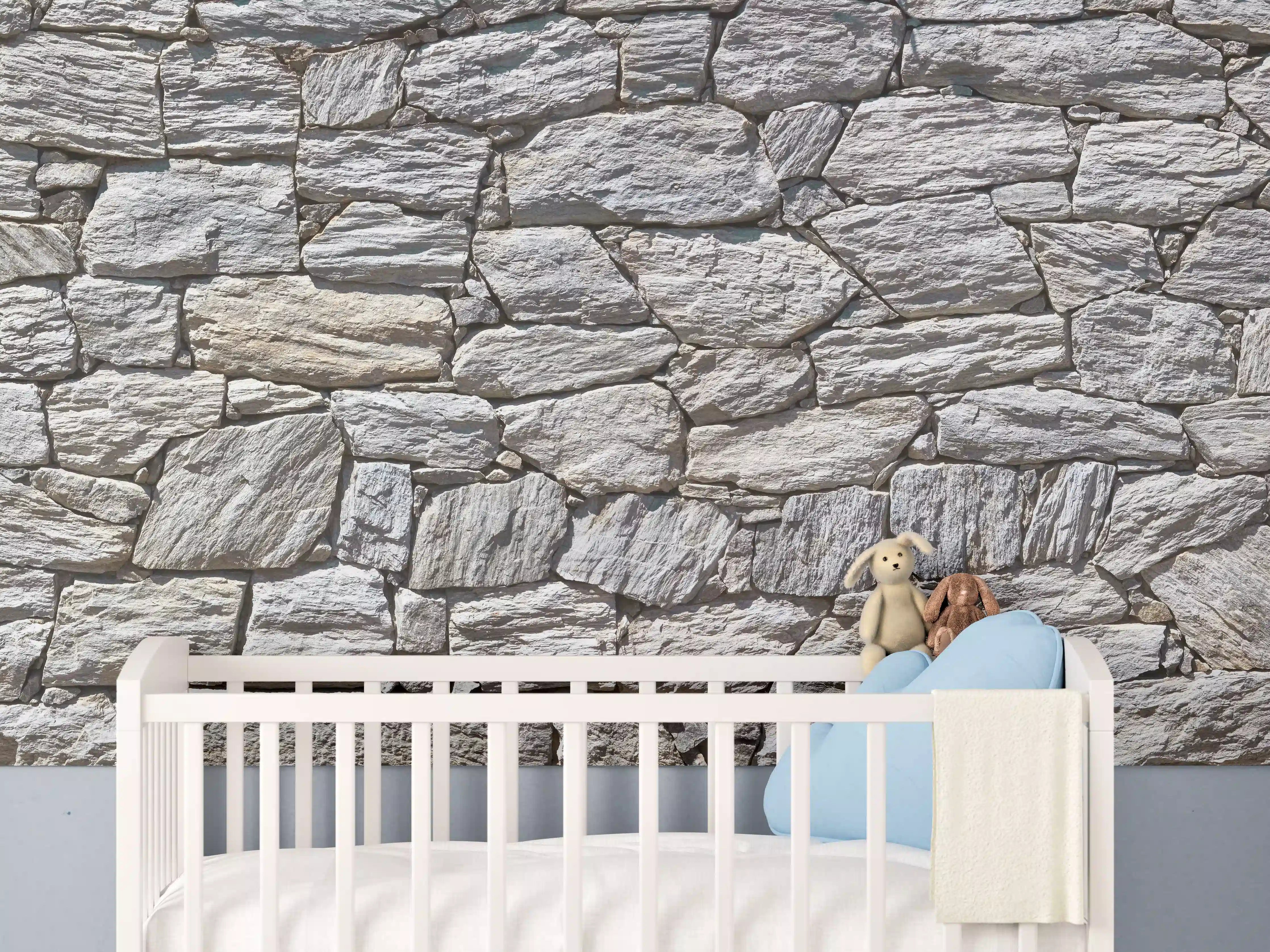 Babyzimmer Wandgestaltung - Natürliche Steinmauer