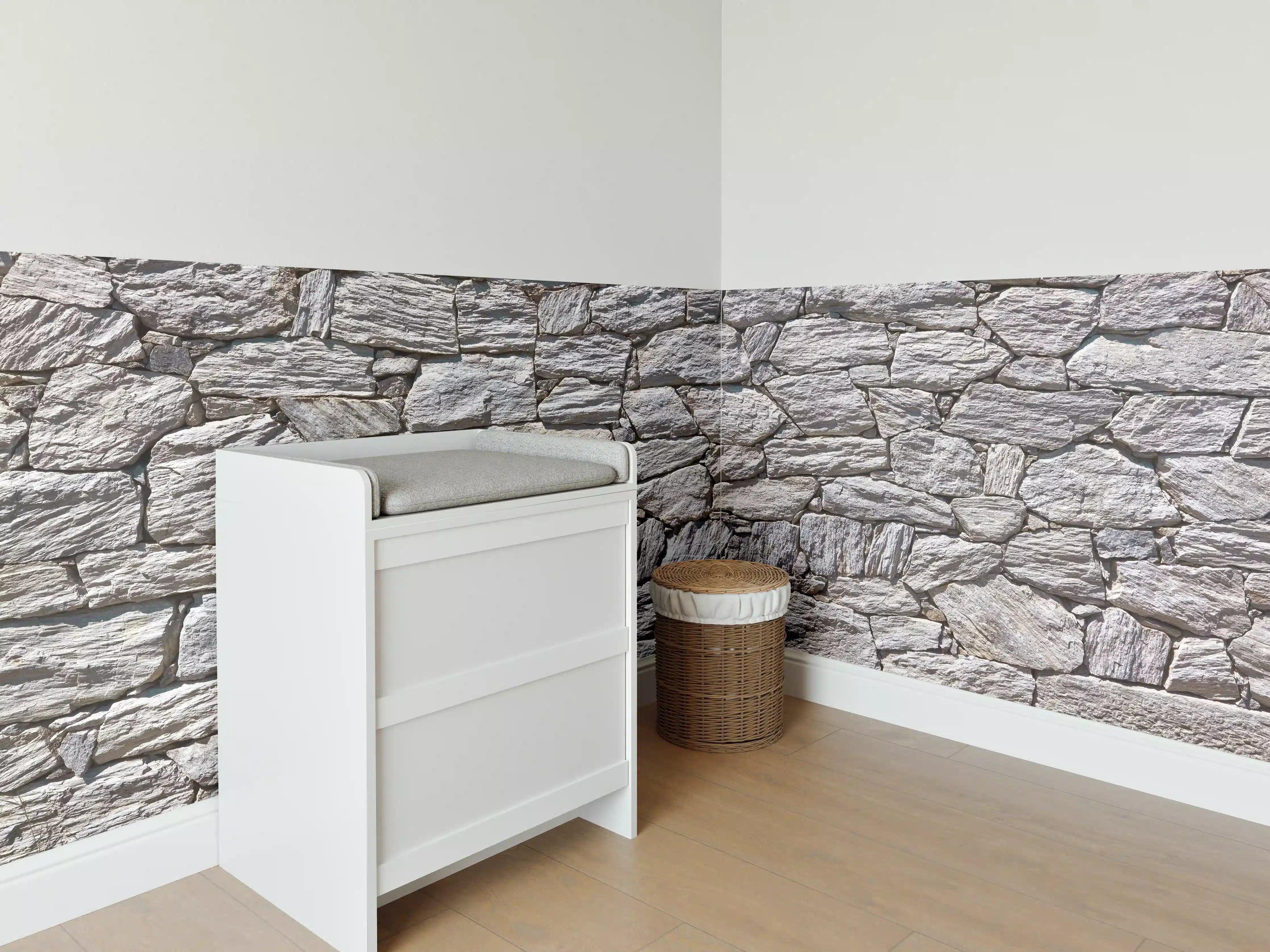 Babyzimmer Wandgestaltung - Natürliche Steinmauer